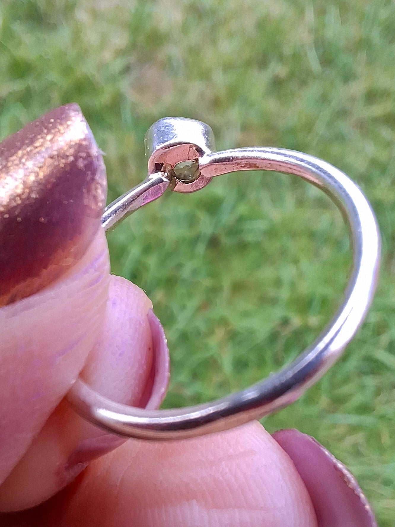 Moldavite Ring, size M, 925 Silver, Tektite (Ref: R31)