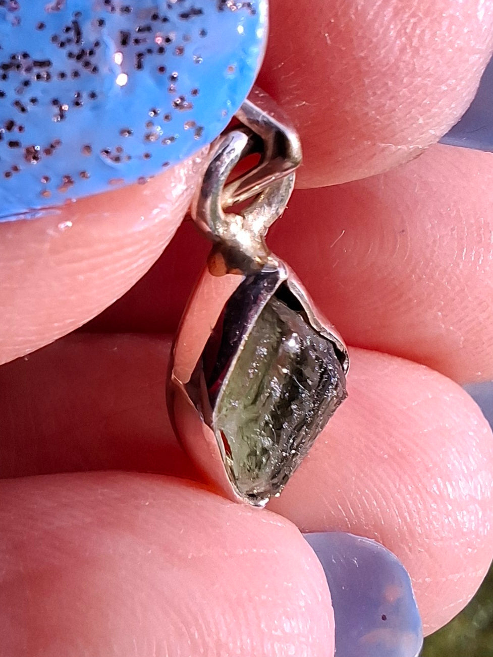 Moldavite Pendant, 925 Silver, Tektite (Ref: P52)