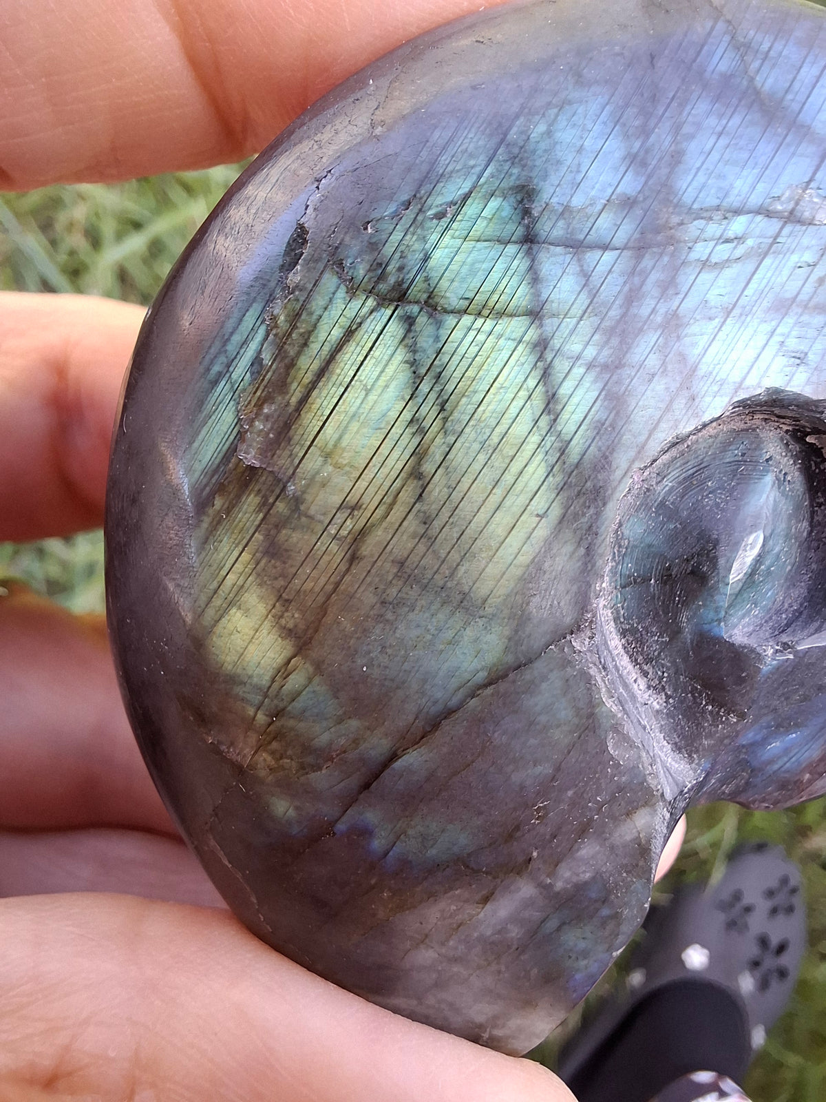 Labradorite Ammonite Carving, 111.66g, Crystal (Ref: laba3)
