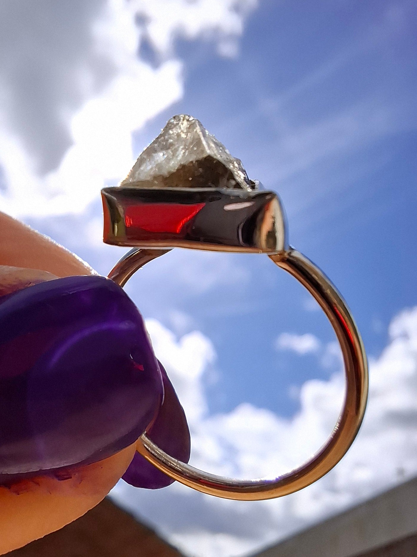 Libyan Desert Glass Ring, size large J/small K, 925 Silver, Tektite (Ref: LR11)