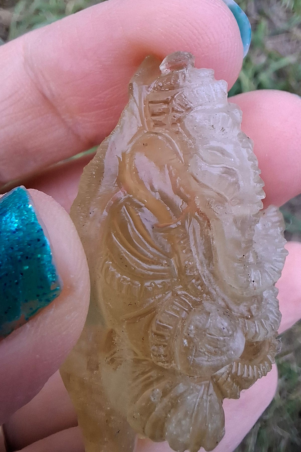Libyan Desert Glass carving, GANESHA, 26.47g, Tektite (Ref: Ganesha1)