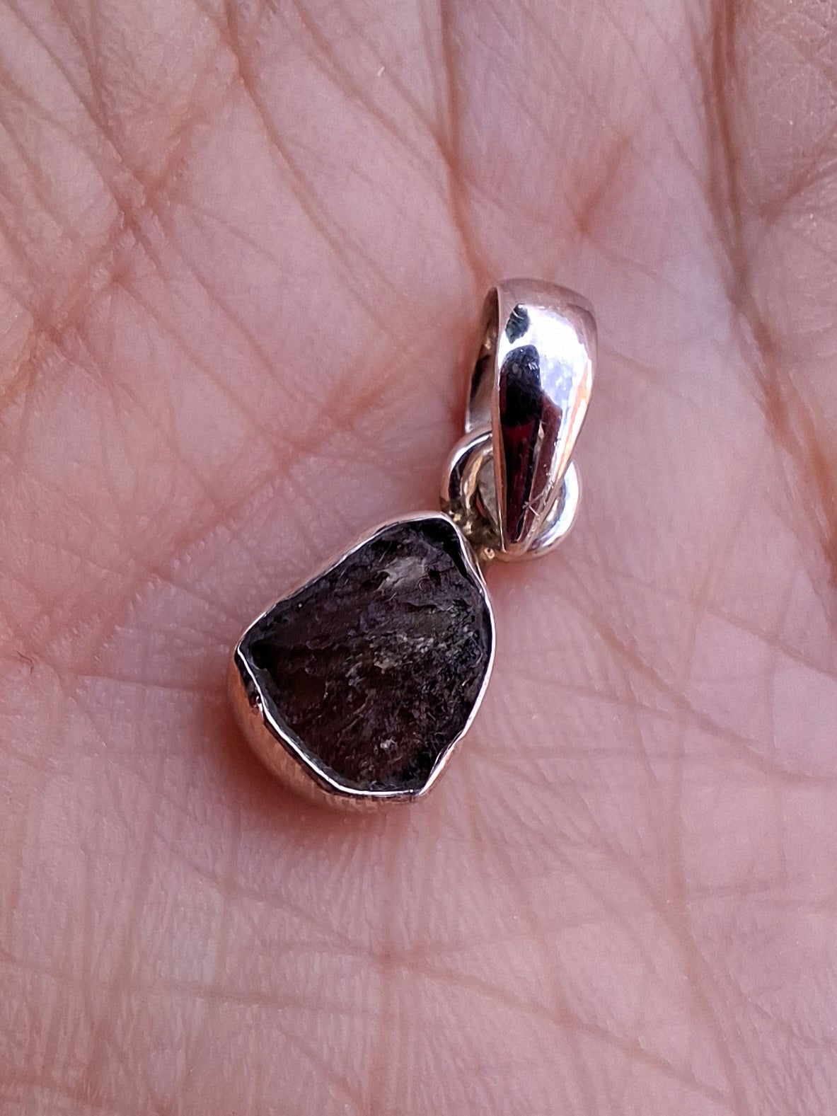 Moldavite Pendant, 925 Silver, Tektite (Ref: P40)