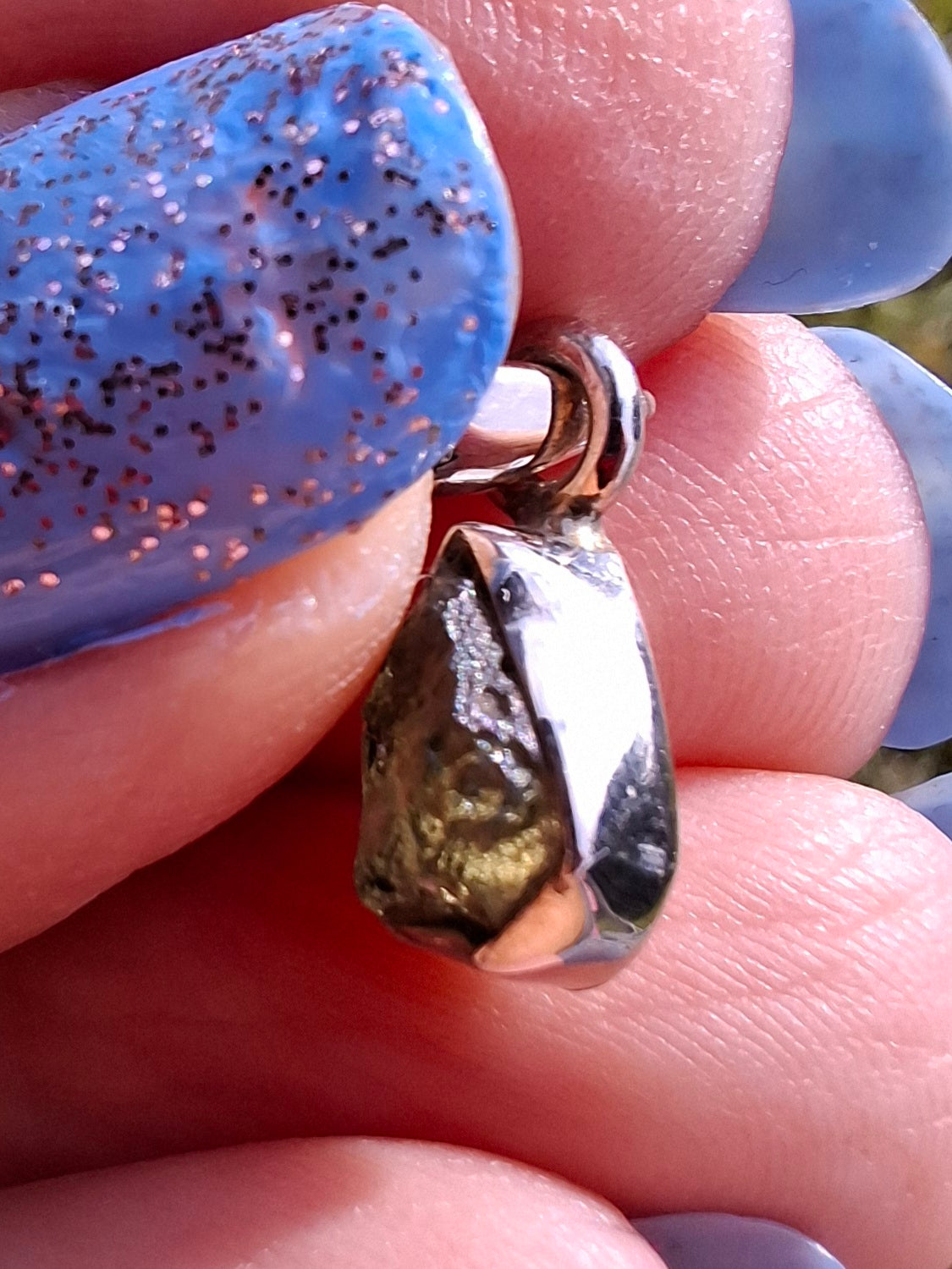 Moldavite Pendant, 925 Silver, Tektite (Ref: P62)
