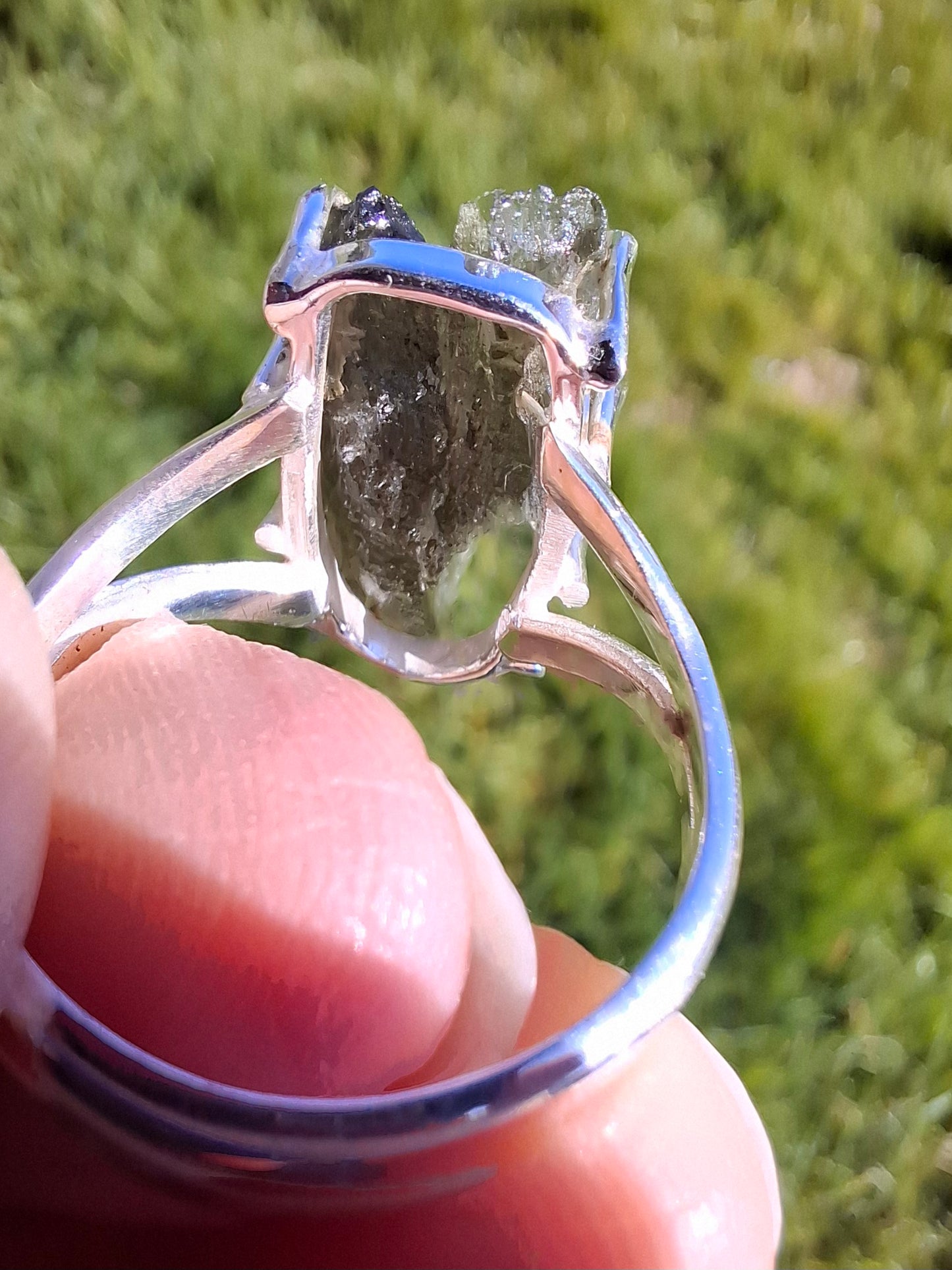 Moldavite Ring, size U, 925 Silver (Ref: R13)