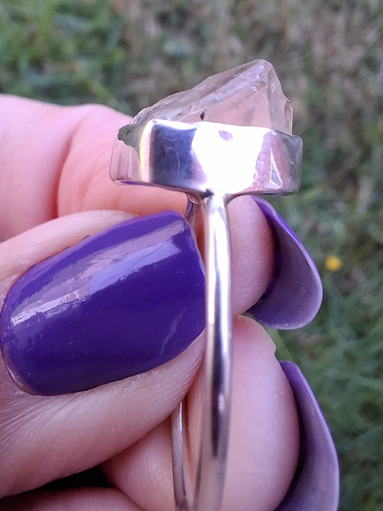 Libyan Desert Glass Ring, size small S, 925 Silver, Tektite (Ref: LR44)