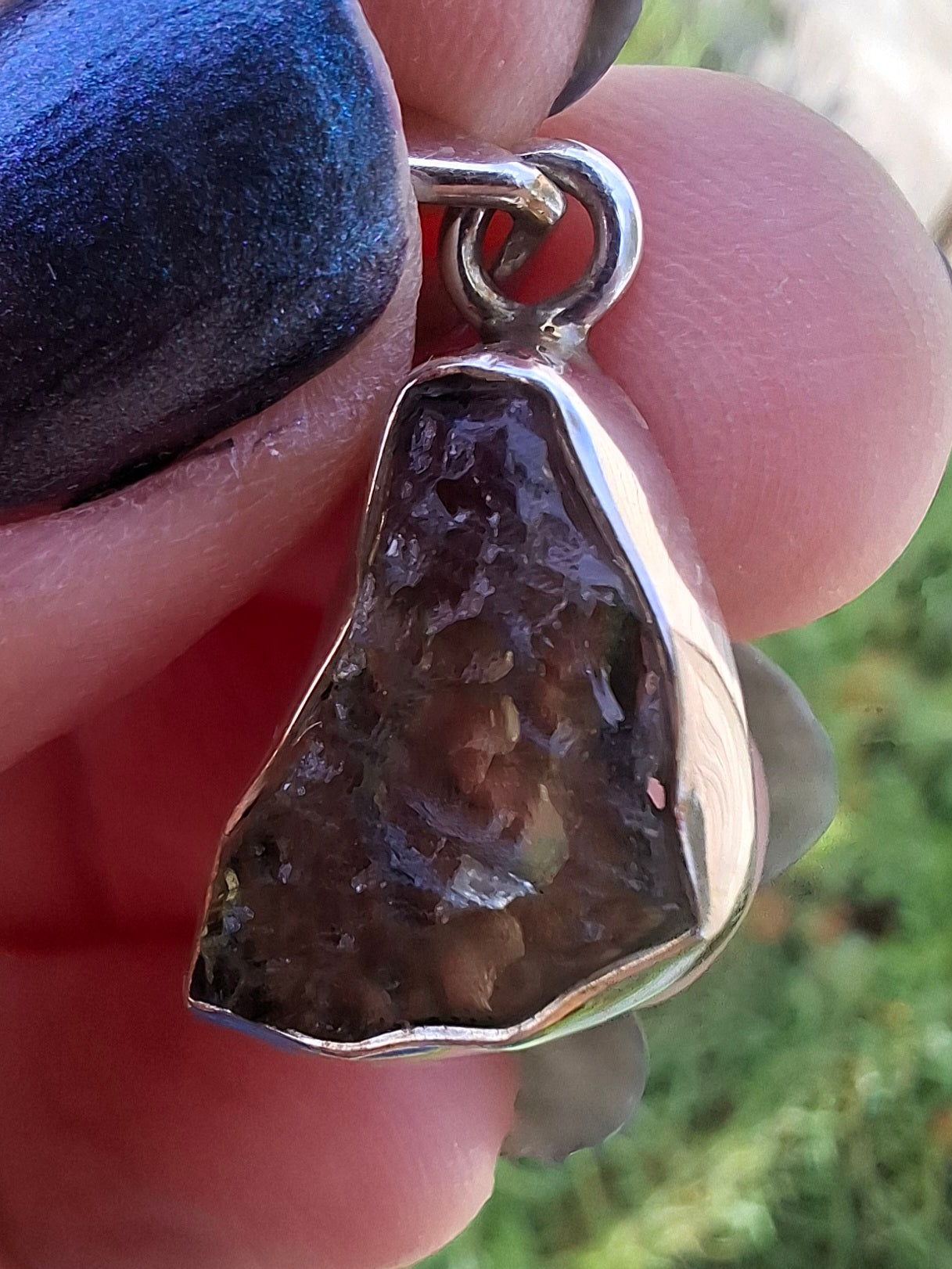 Moldavite Pendant, 925 Silver, Tektite (Ref: P14)