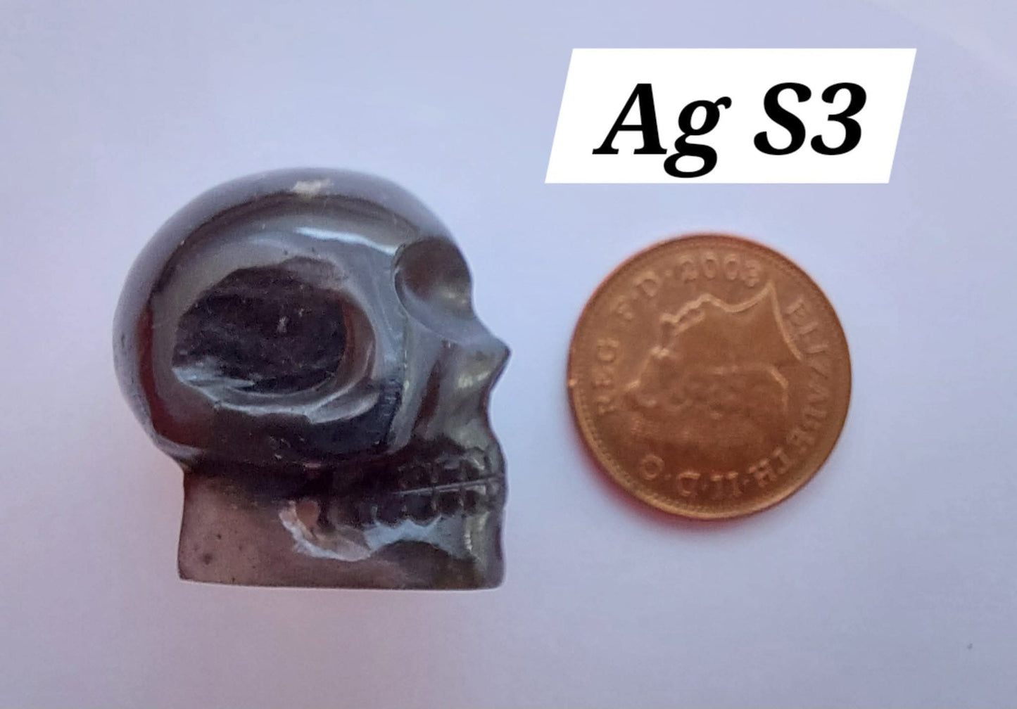 Agni Manitite SKULL Carving, 13.06g, Crystal (Ref: Ag S3)