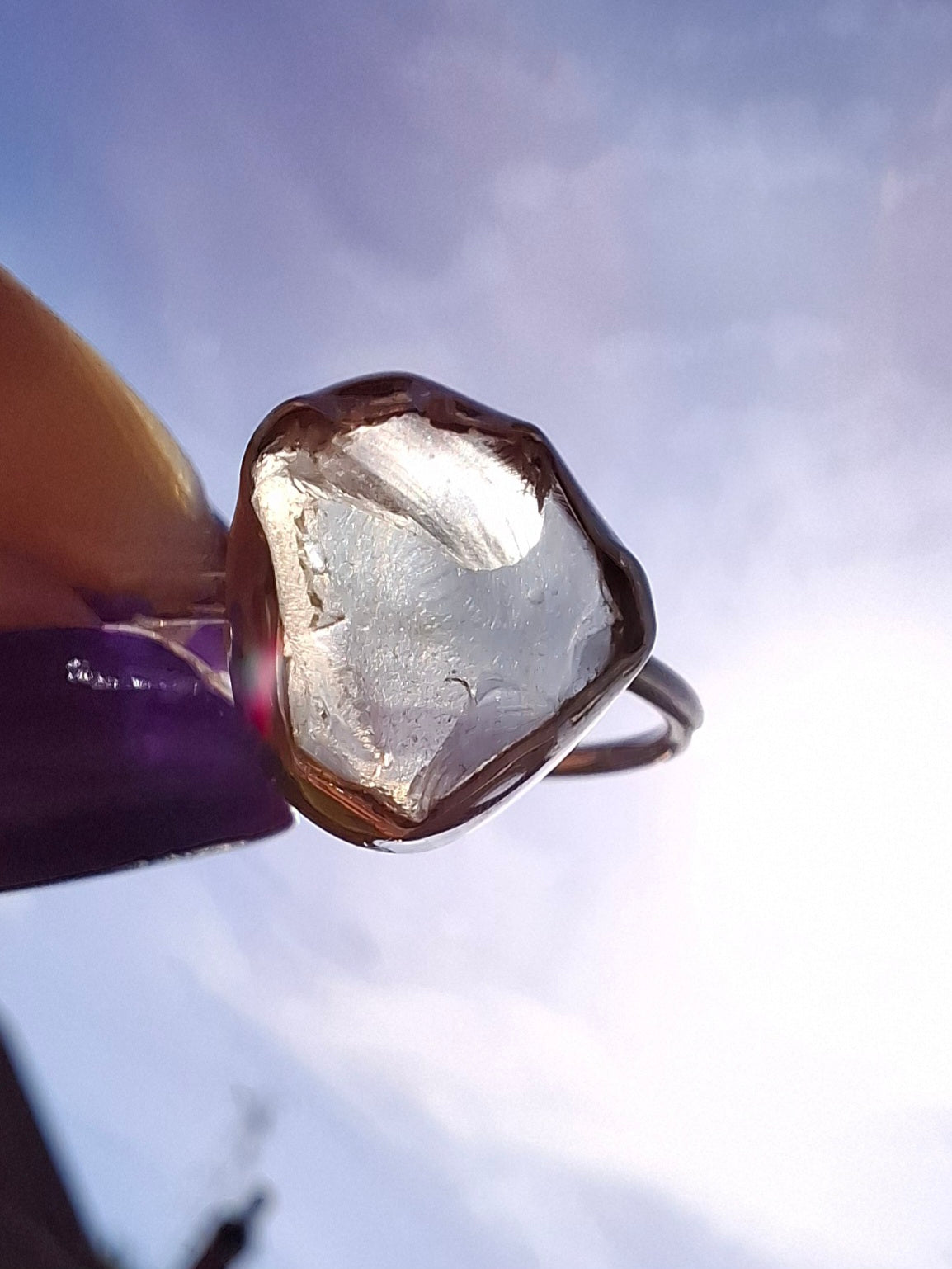 Libyan Desert Glass Ring, size small R, 925 Silver, Tektite (Ref: LR38)