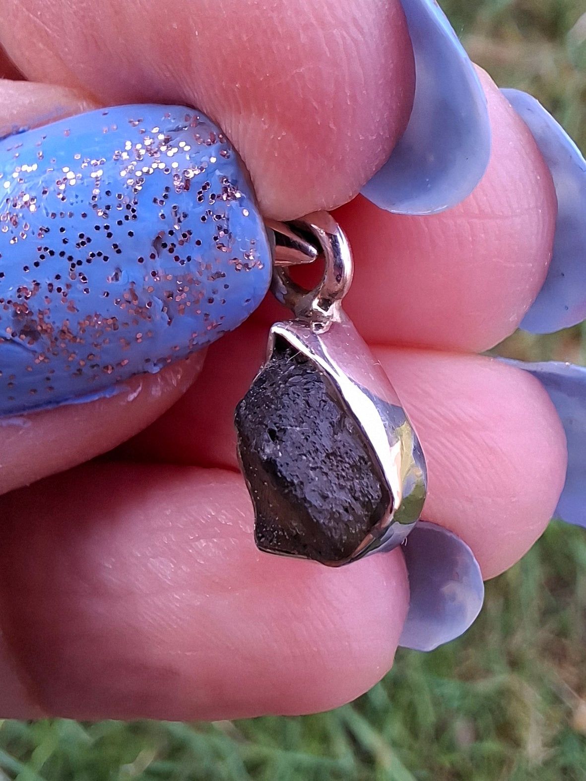 Moldavite Pendant, 925 Silver, Tektite (Ref: P59)