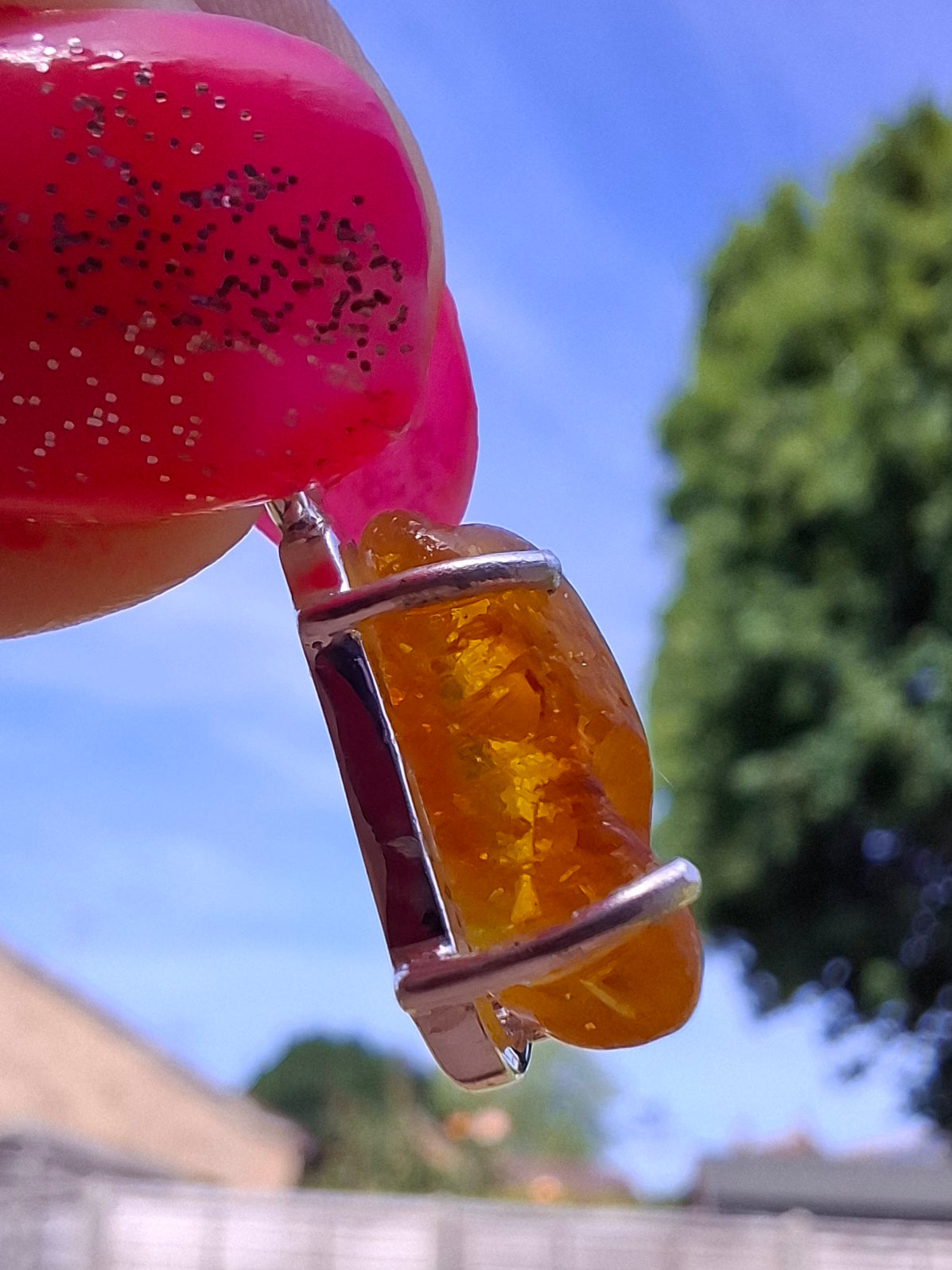 Baltic Amber Pendant, 925 Silver, Fossil (Ref: AP21)