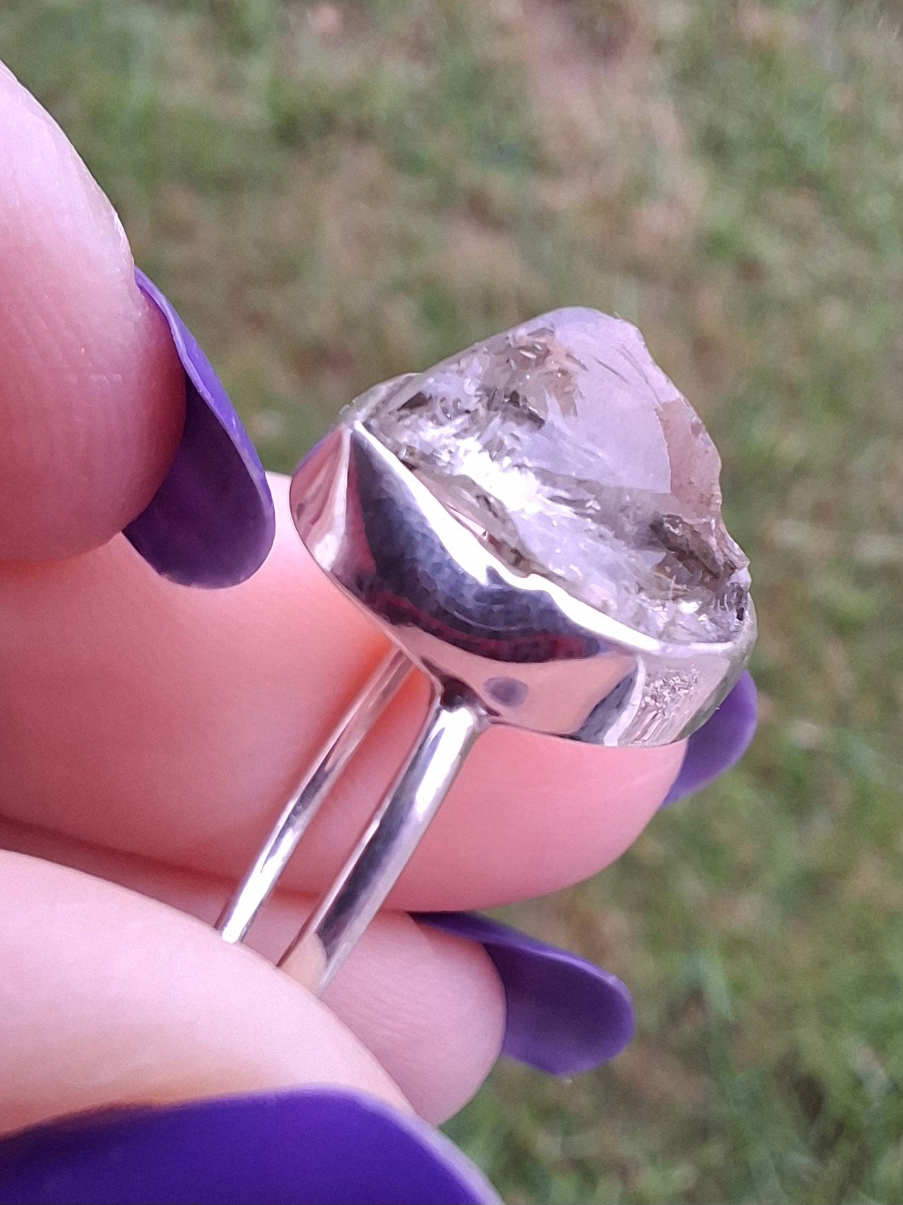 Libyan Desert Glass Ring, size small P, 925 Silver, Tektite (Ref: LR25)