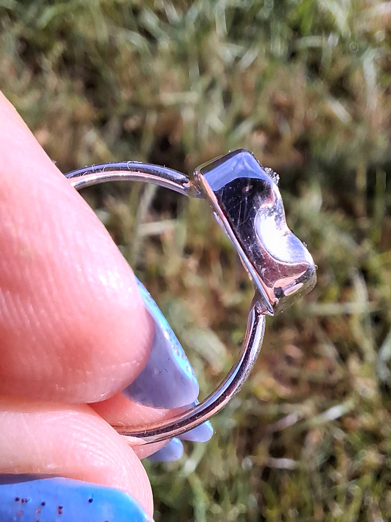 Moldavite Ring, size large N, 925 Silver, Tektite (Ref: R25)