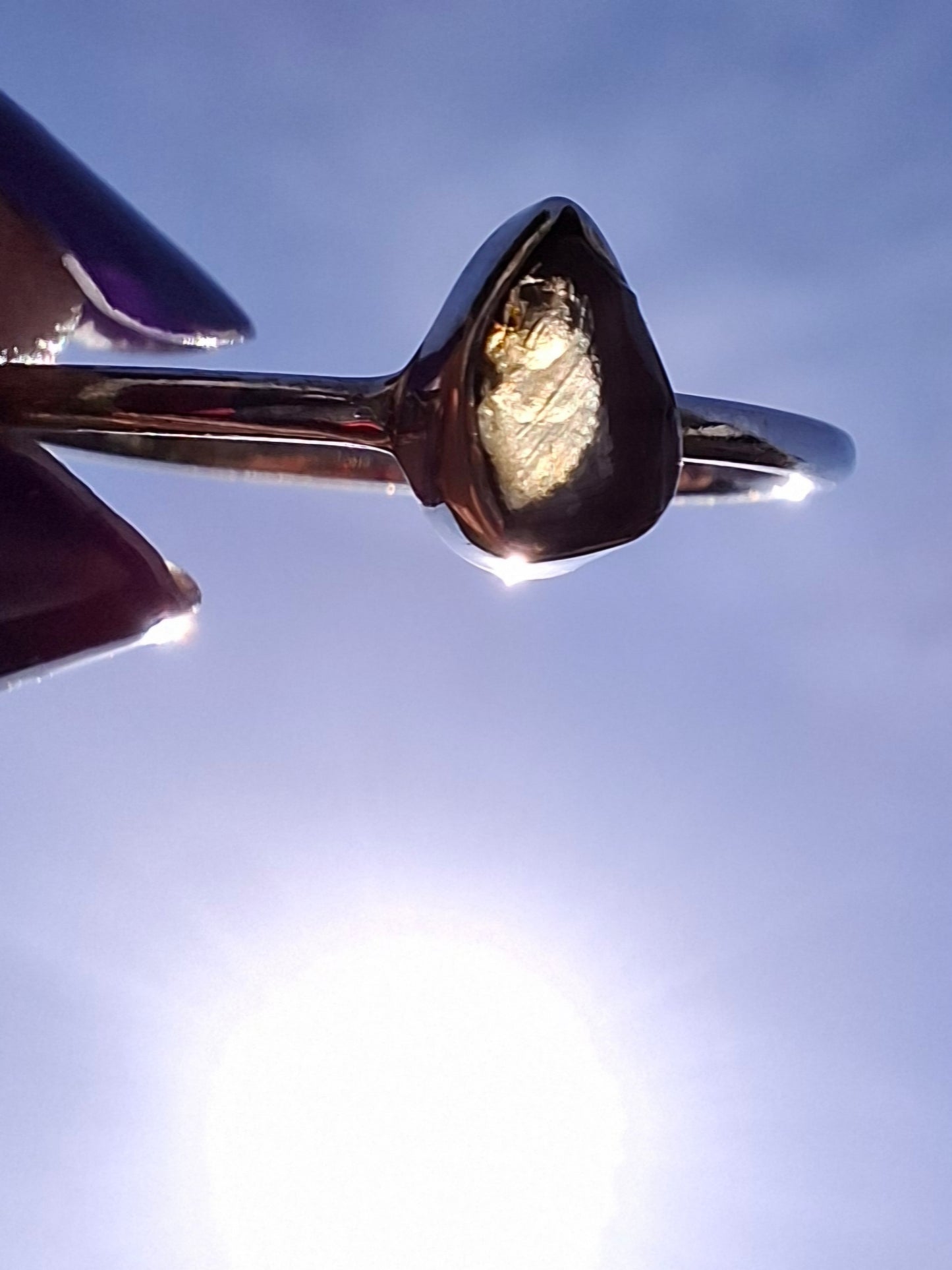 Moldavite Ring, size Q, 925 Silver, Tektite (Ref: R45)