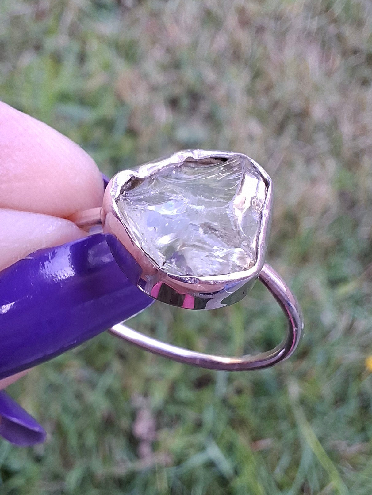 Libyan Desert Glass Ring, size large T, 925 Silver, Tektite (Ref: LR50)