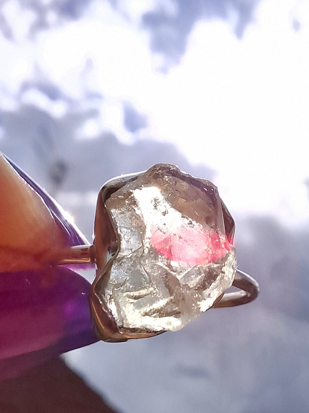 Libyan Desert Glass Ring, size large R/small S, 925 Silver, Tektite (Ref: LR43)