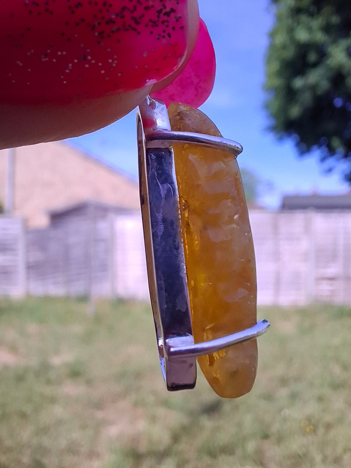 Baltic Amber Pendant, 925 Silver, Fossil (Ref: AP2)