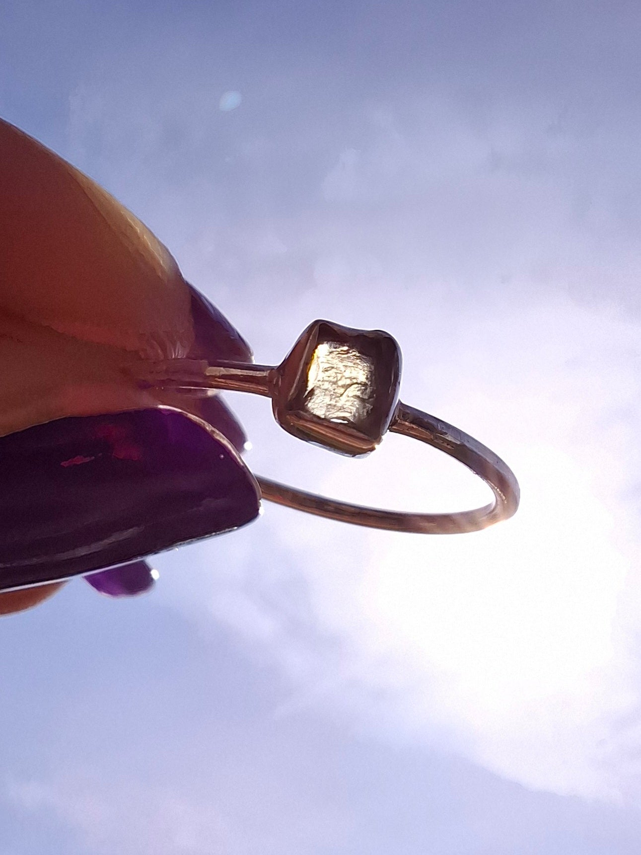 Moldavite Ring, size large R/small S, 925 Silver, Tektite (Ref: R65)