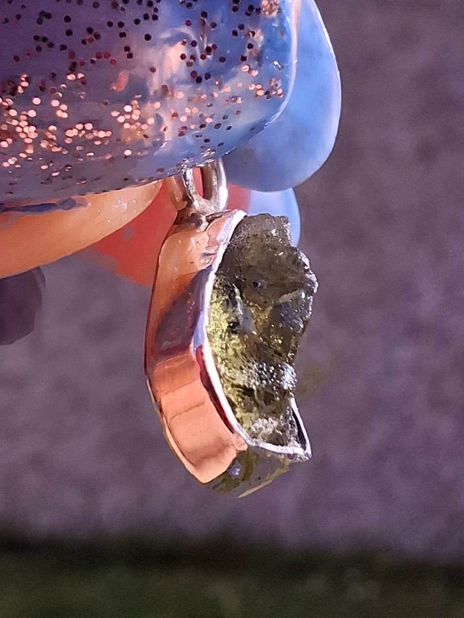 Moldavite Pendant, 925 Silver, Tektite (Ref: P42)