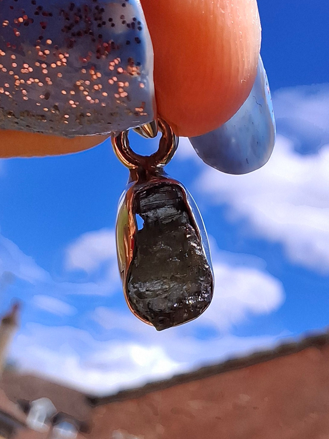 Moldavite Pendant, 925 Silver, Tektite (Ref: P89)