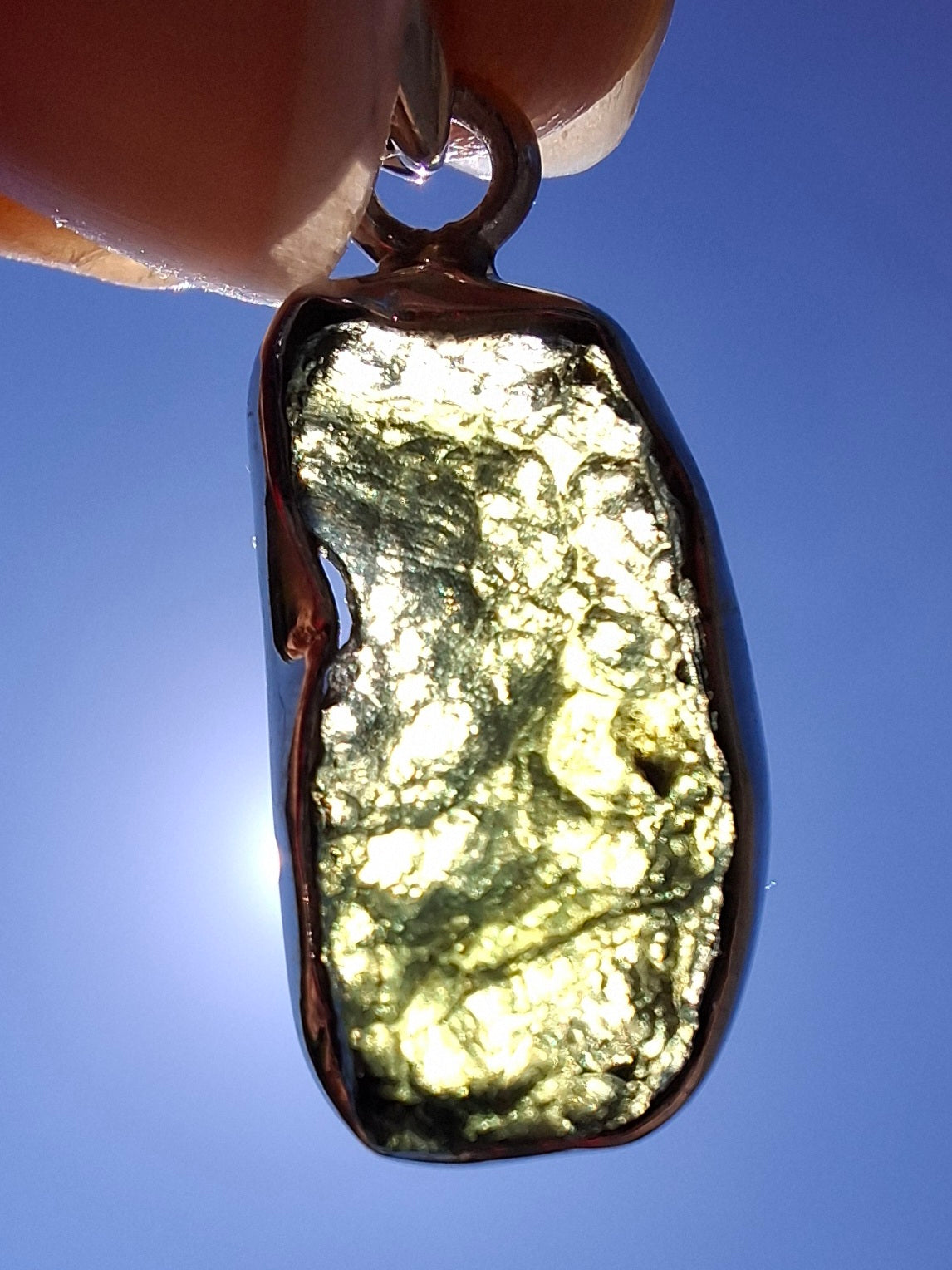 Moldavite Pendant, 925 Silver, Tektite (Ref: P16)