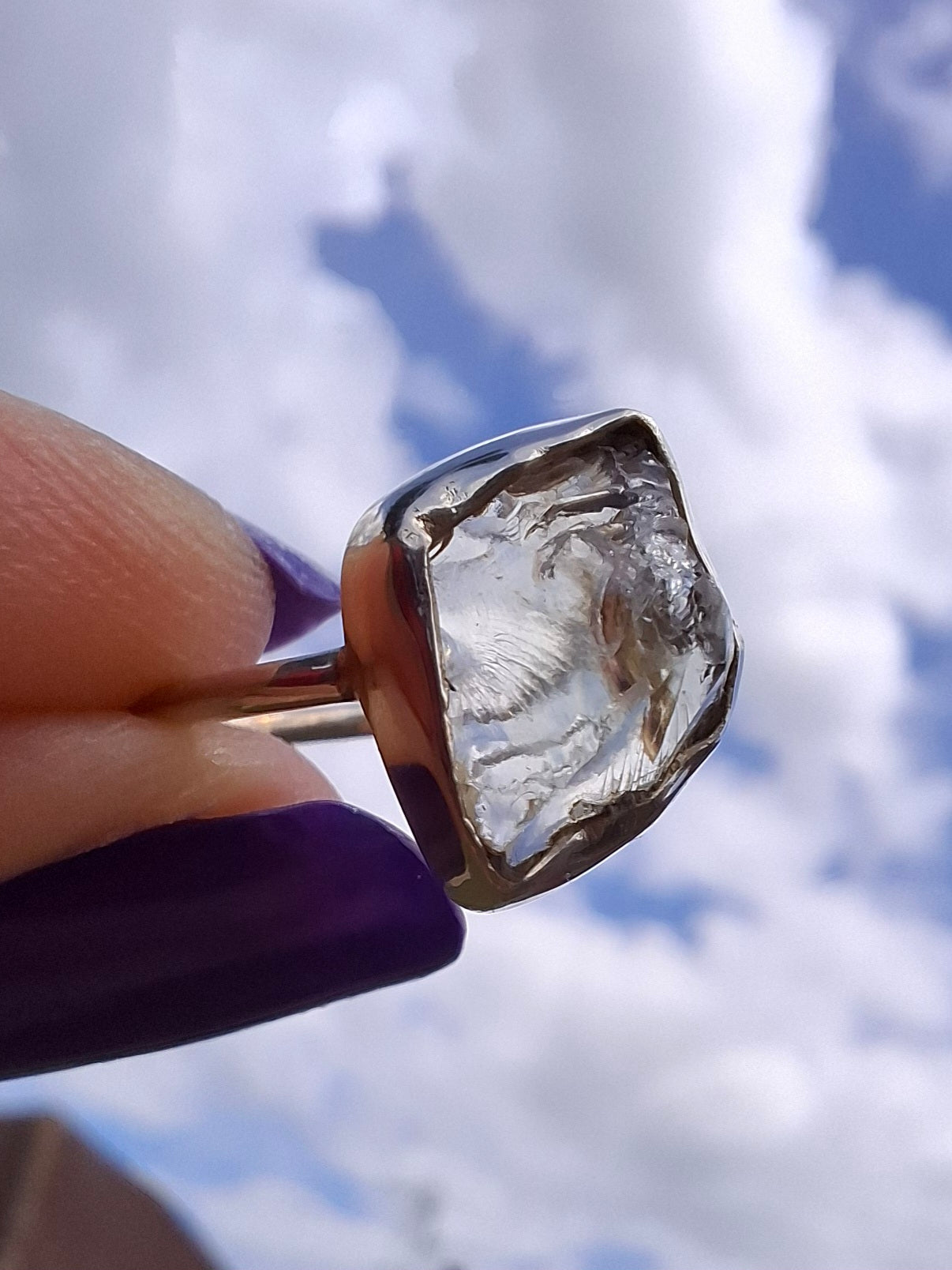 Libyan Desert Glass Ring, size L, 925 Silver, Tektite (Ref: LR18)
