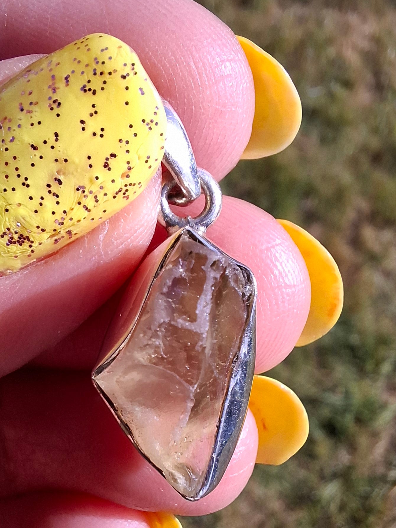 Libyan Desert Glass Pendant, 925 Silver, Tektite (Ref: LP97)