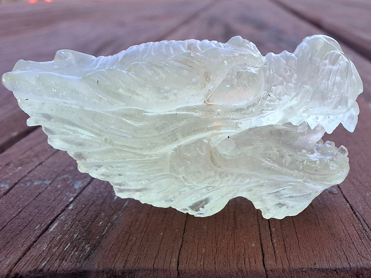 Libyan Desert Glass DRAGON HEAD carving, 9.66g, Tektite (Ref: Dragon 3)