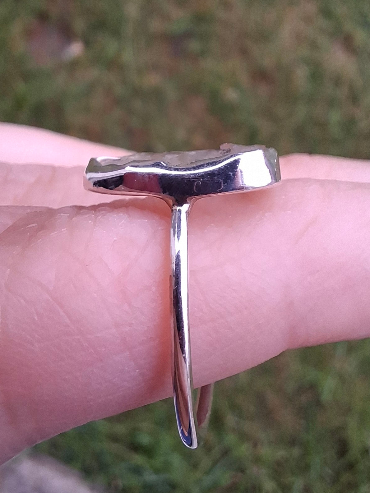 Libyan Desert Glass Ring, size large P, 925 Silver, Tektite (Ref: LR32)