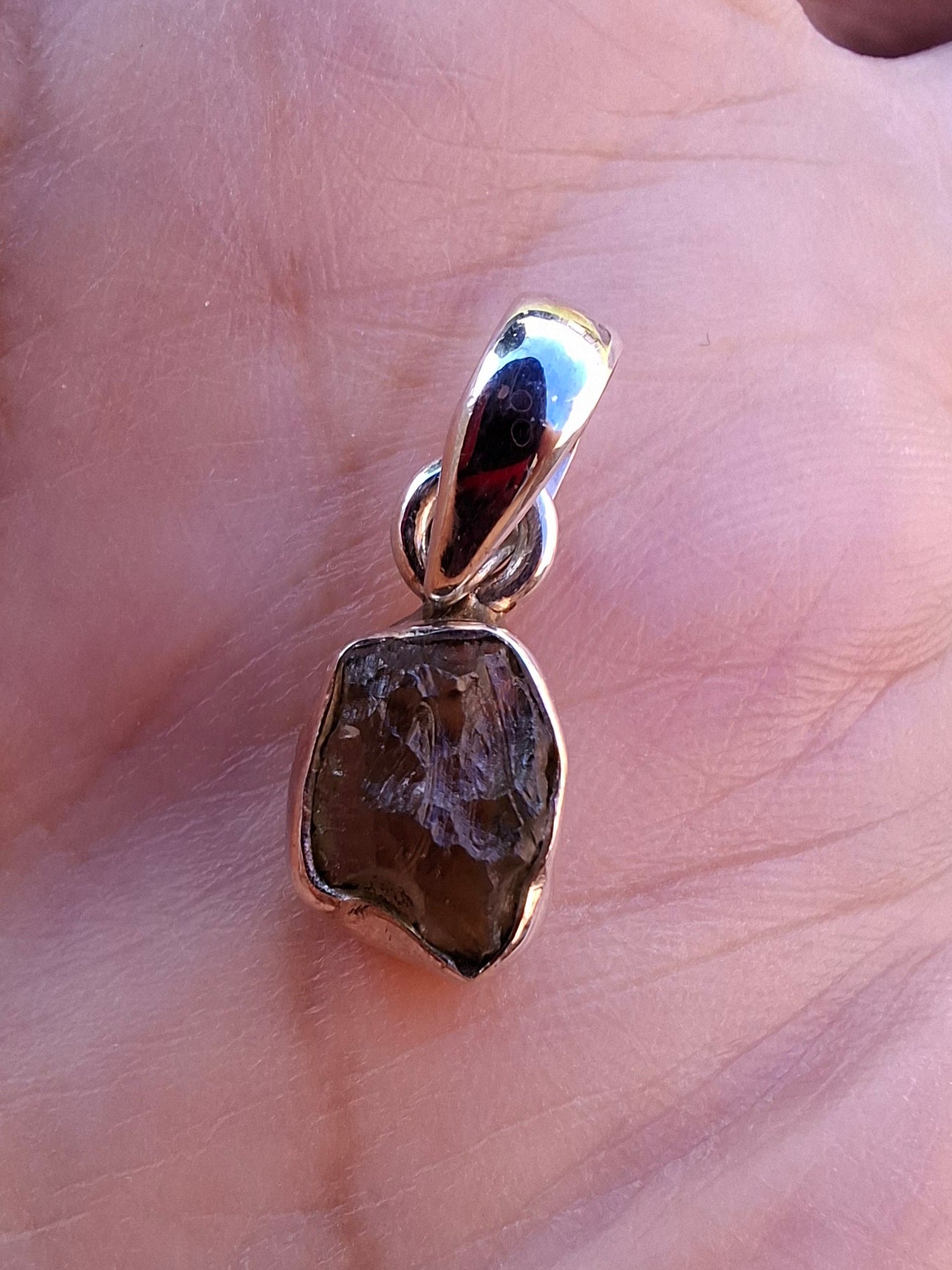Moldavite Pendant, 925 Silver, Tektite (Ref: P86)