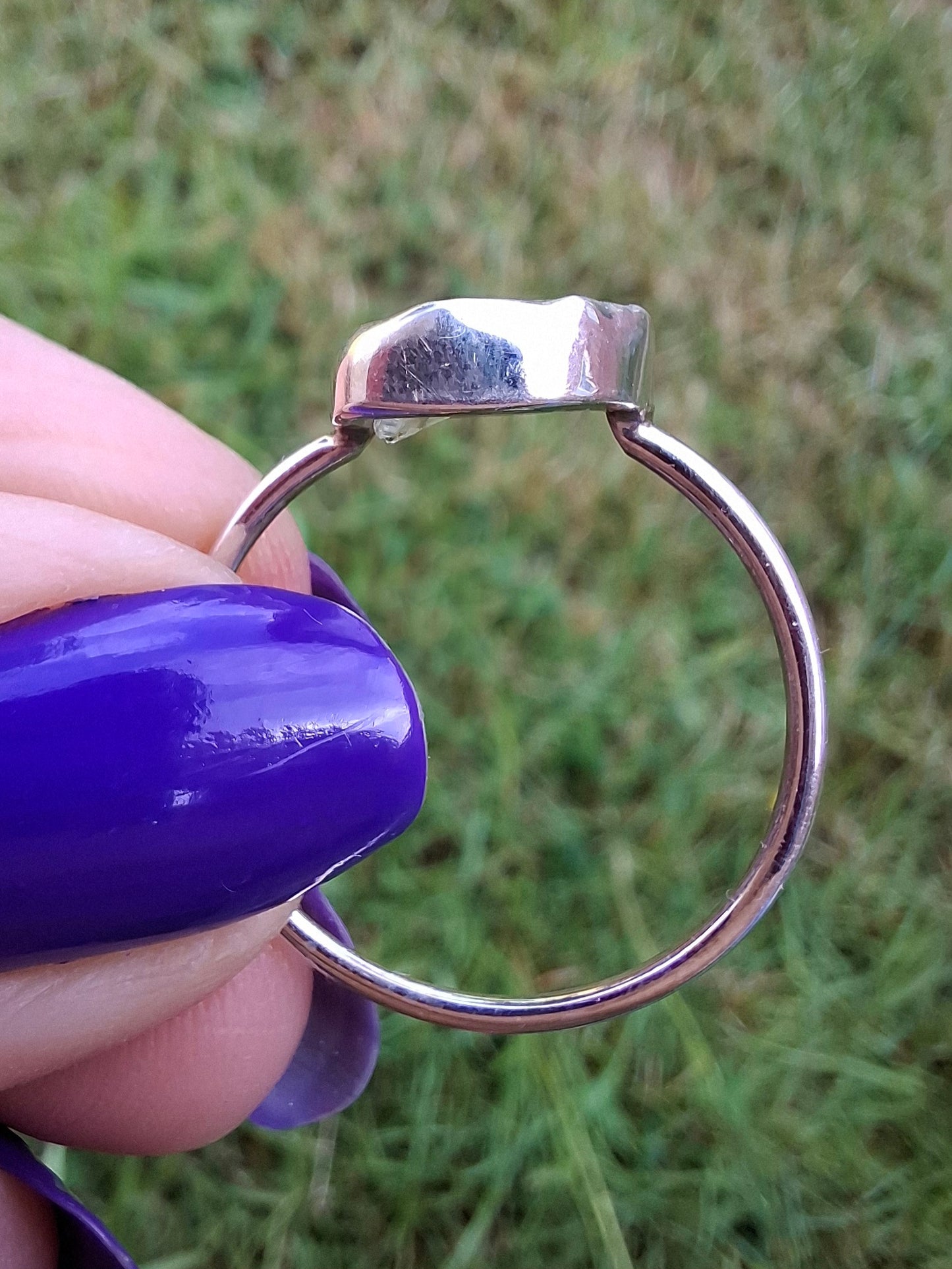 Libyan Desert Glass Ring, size large V, 925 Silver, Tektite (Ref: LR60)