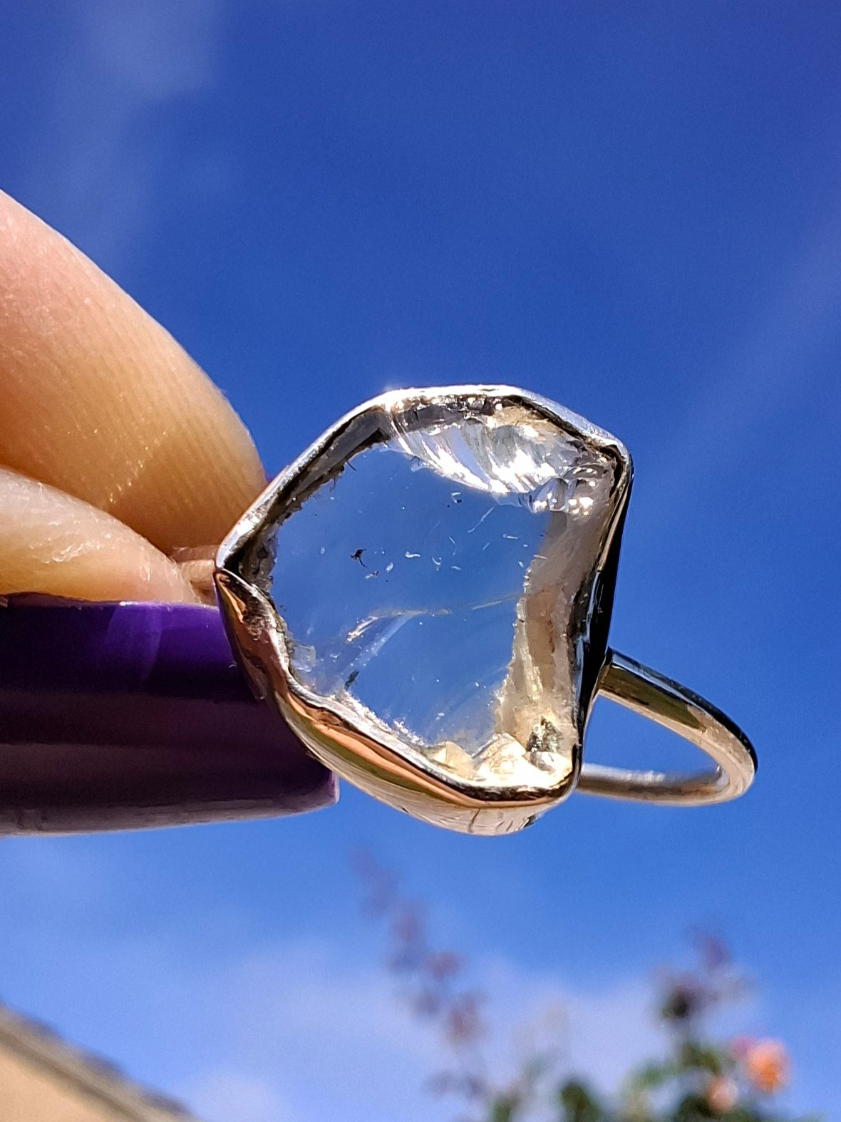 Libyan Desert Glass Ring, size large V, 925 Silver, Tektite (Ref: LR54)