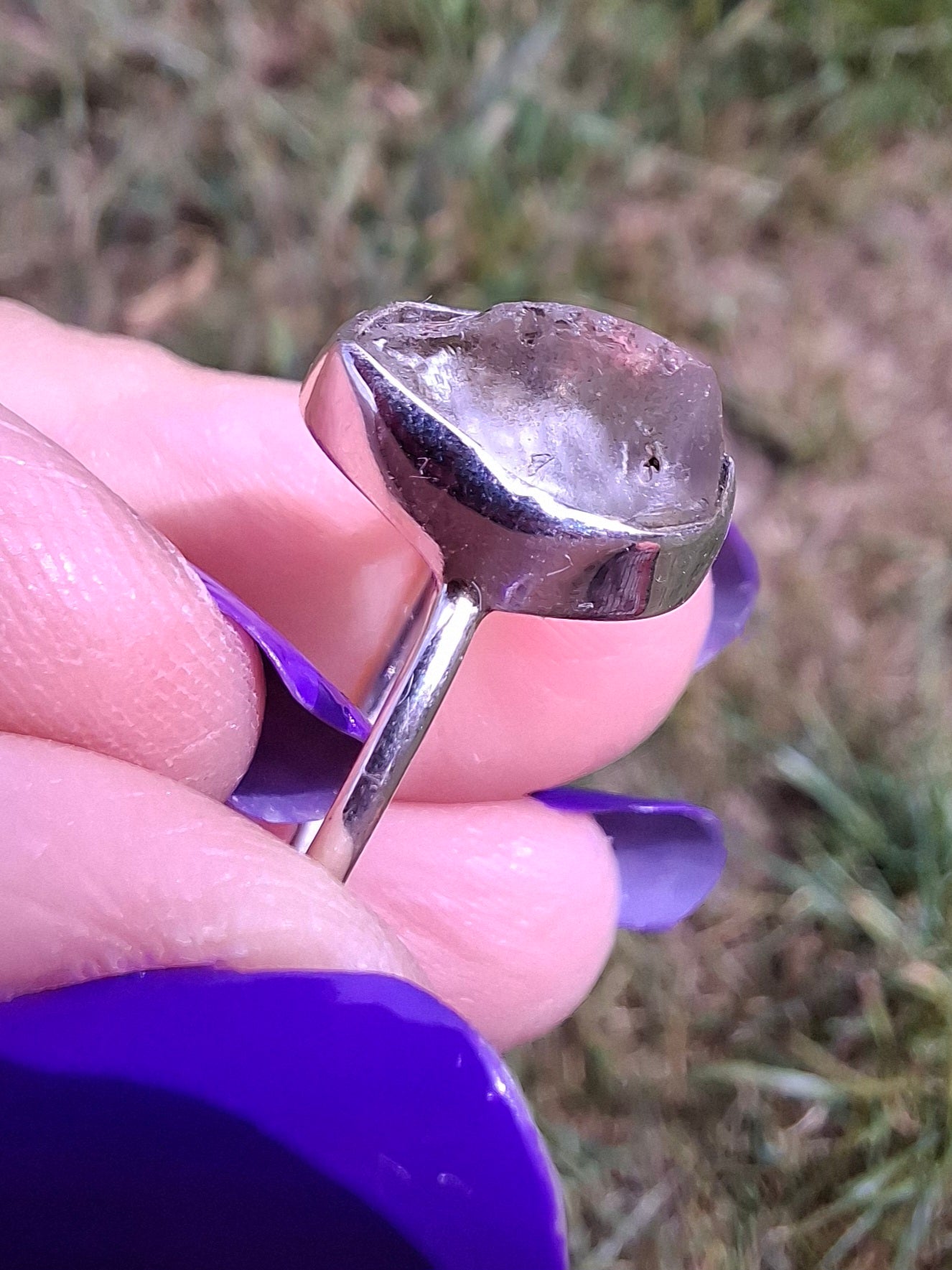 Libyan Desert Glass Ring, size small P, 925 Silver, Tektite (Ref: LR25)