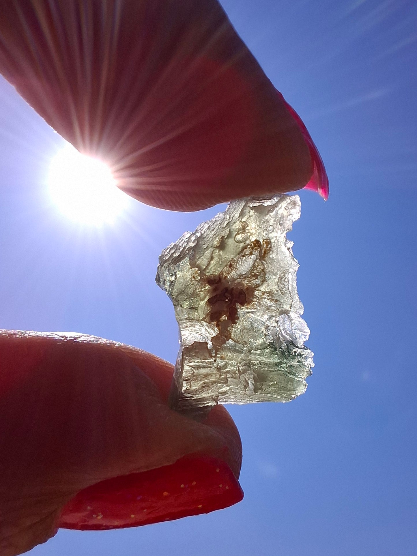 Moldavite Piece, SNOWFLAKE, FROSTED, BRUSNA, 0.92g, Tektite (Ref: 1499)