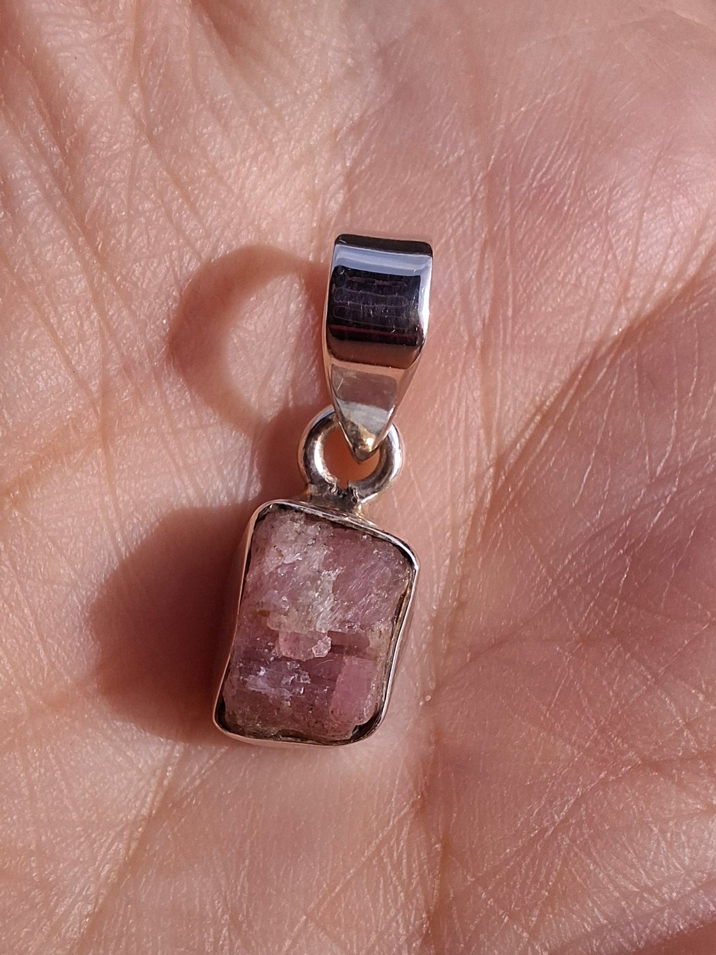 Pink Tourmaline Pendant, 925 Silver, Crystal (Ref: PT81)