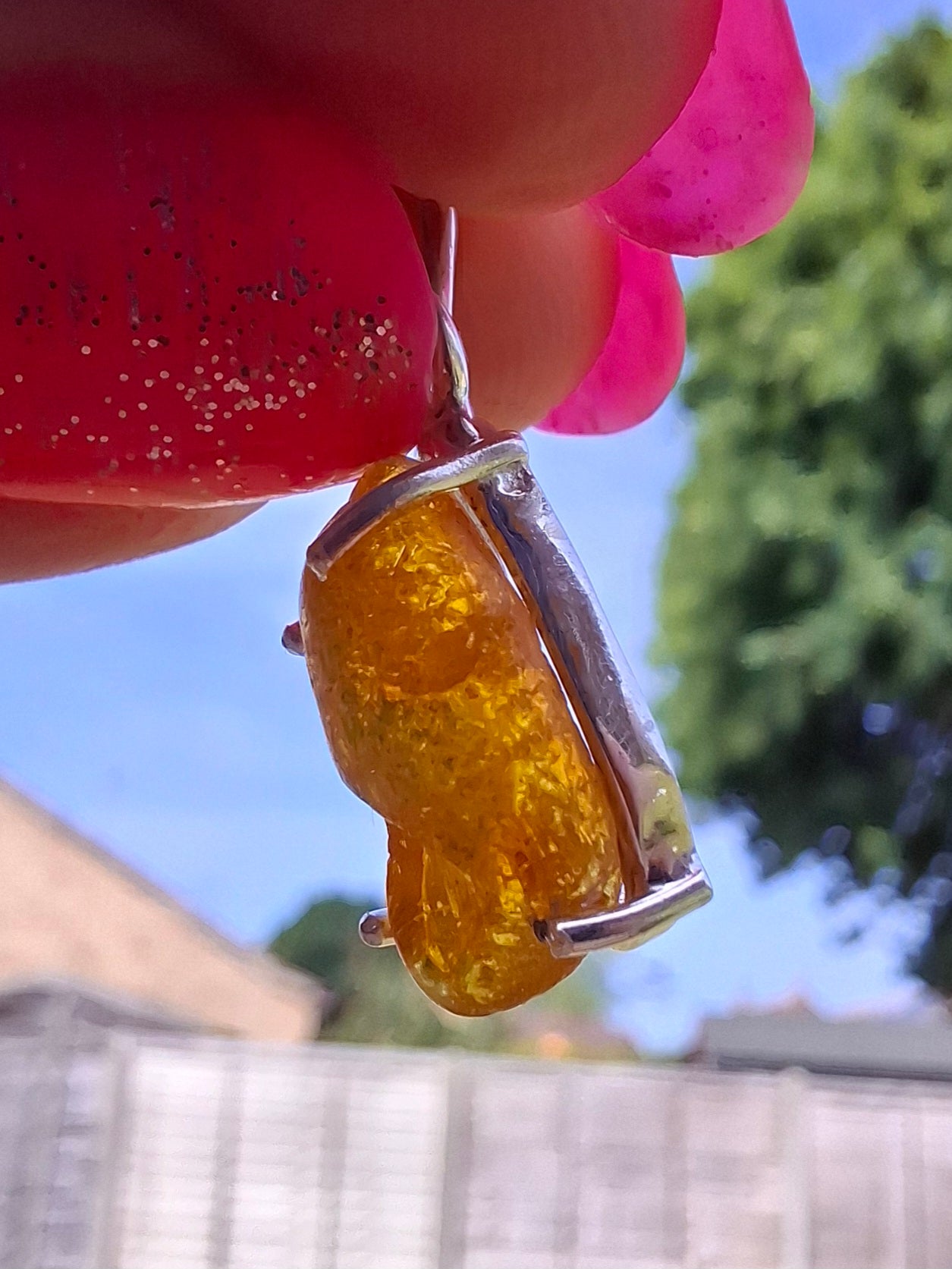 Baltic Amber Pendant, 925 Silver, Fossil (Ref: AP21)