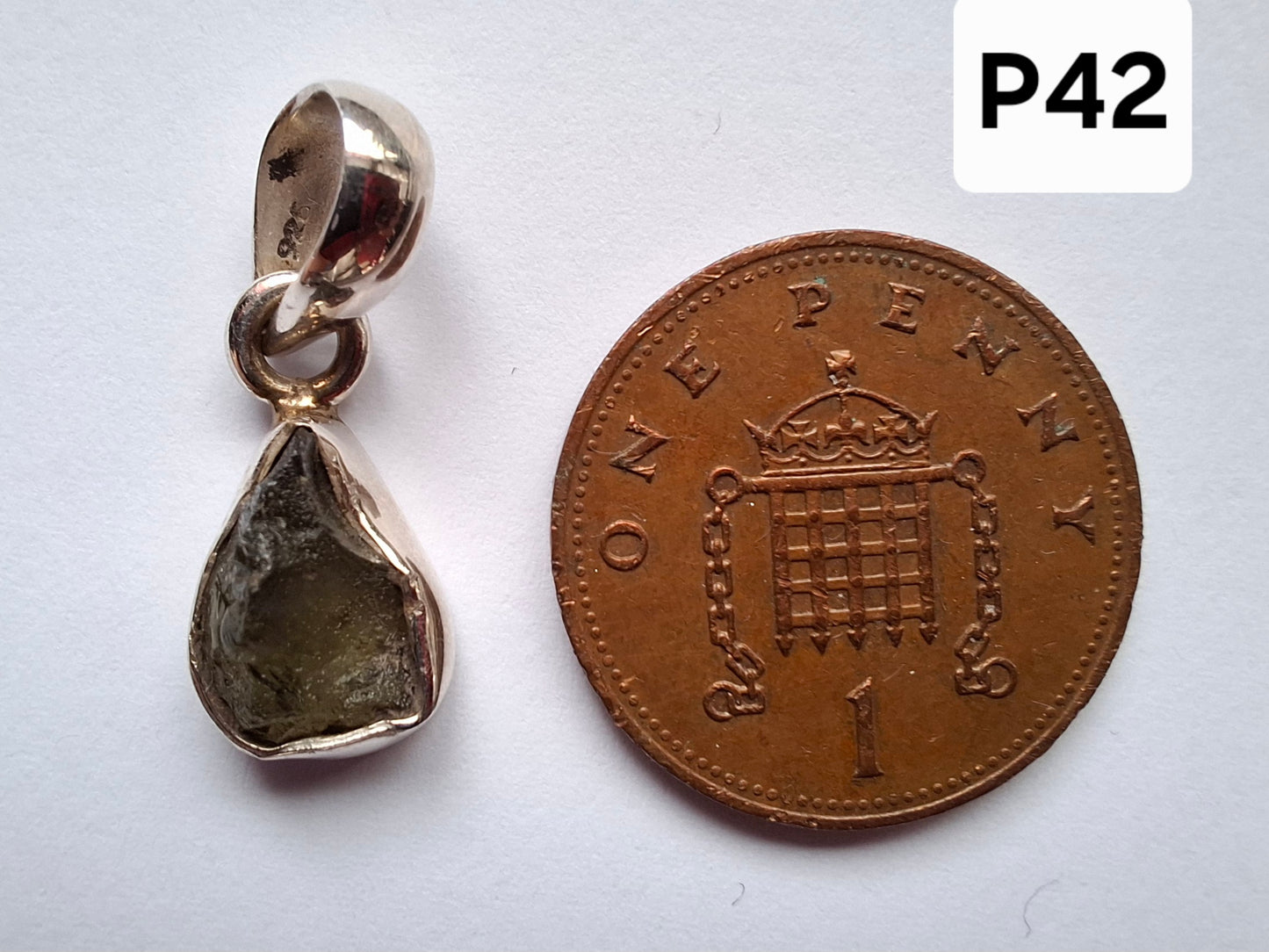 Moldavite Pendant, 925 Silver, Tektite (Ref: P42)