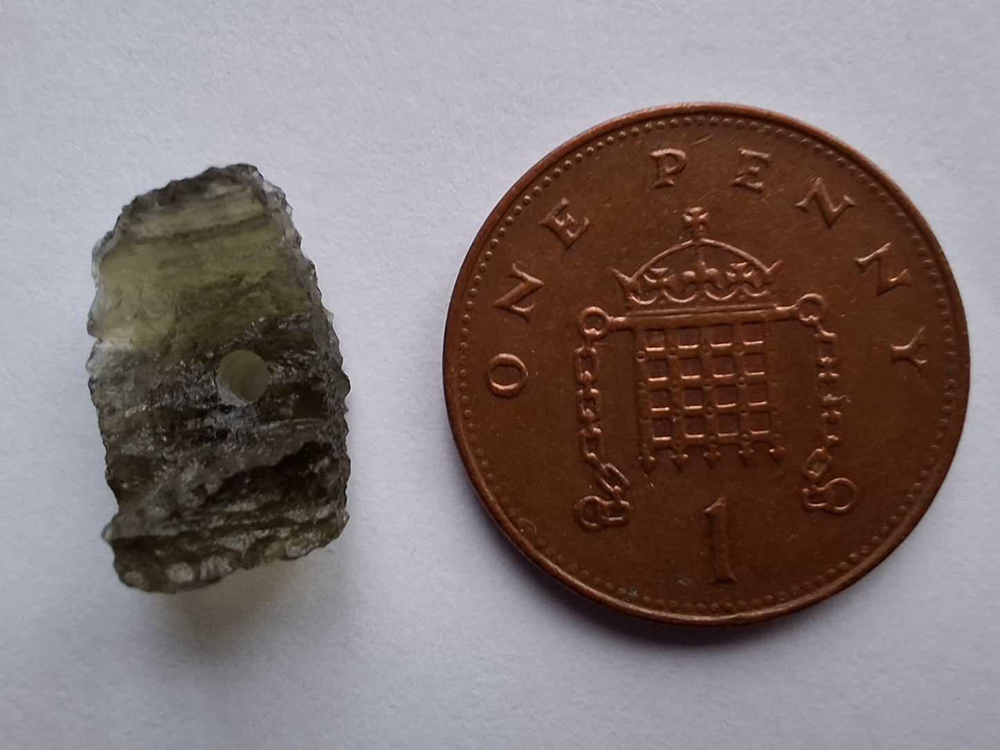 DRILLED, Moldavite Piece, 0.77g, Tektite (Ref: D29)