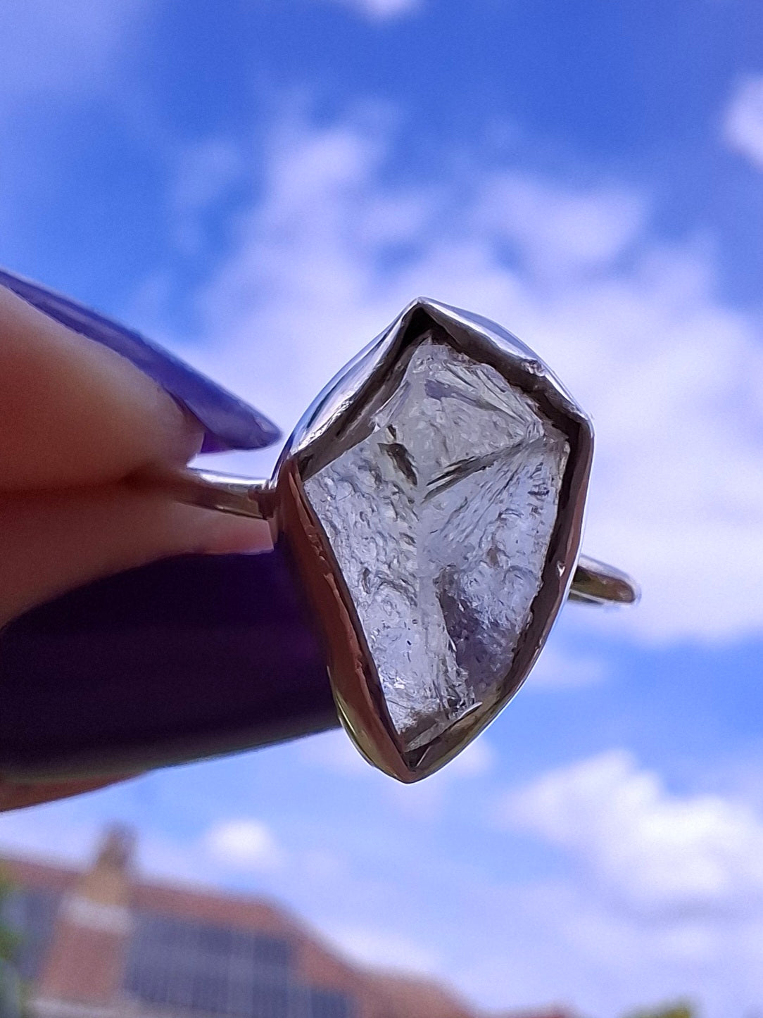Libyan Desert Glass Ring, size Large O, 925 Silver, Tektite (Ref: LR21)