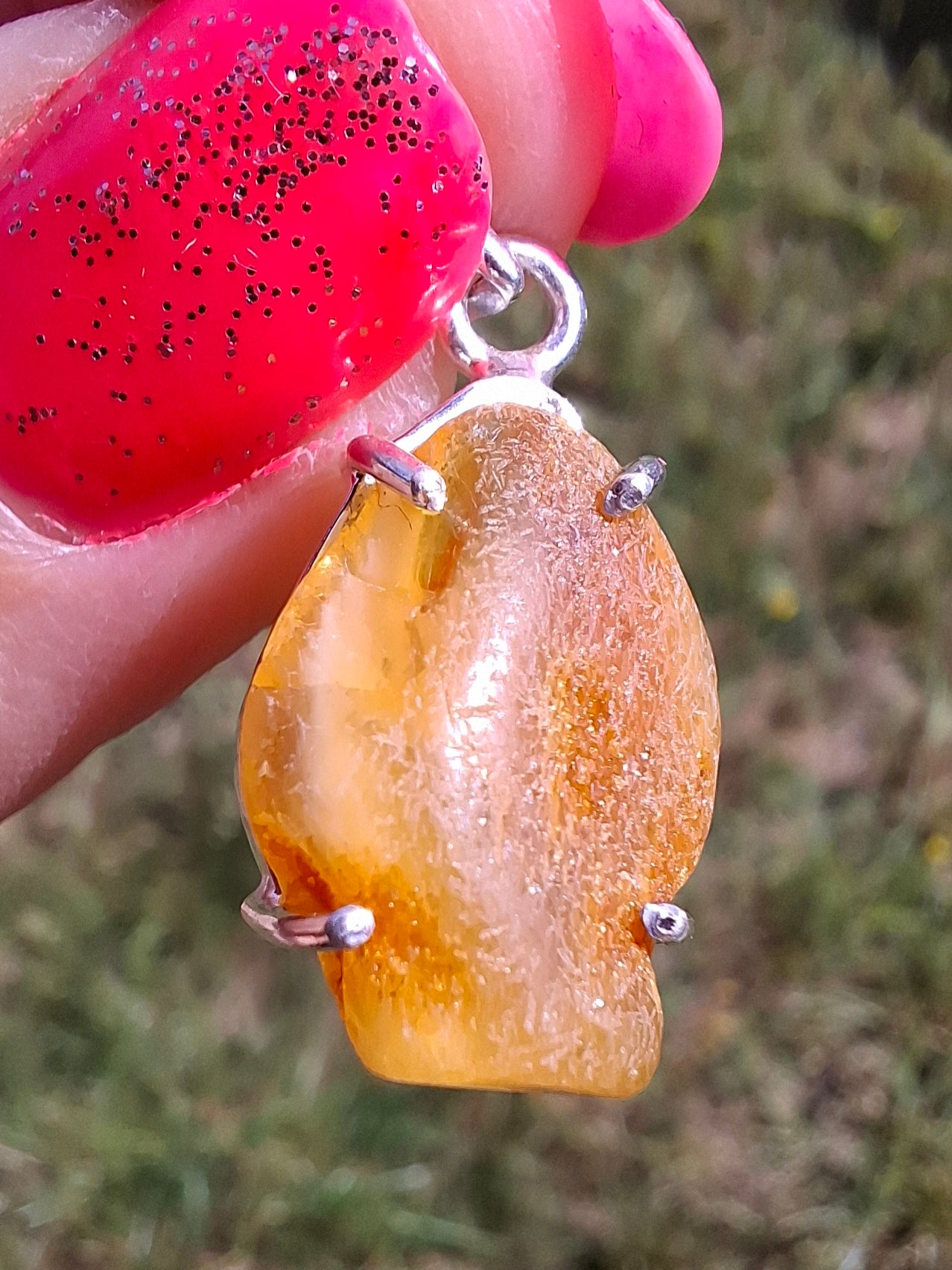 Baltic Amber Pendant, 925 Silver, Fossil (Ref: AP5)