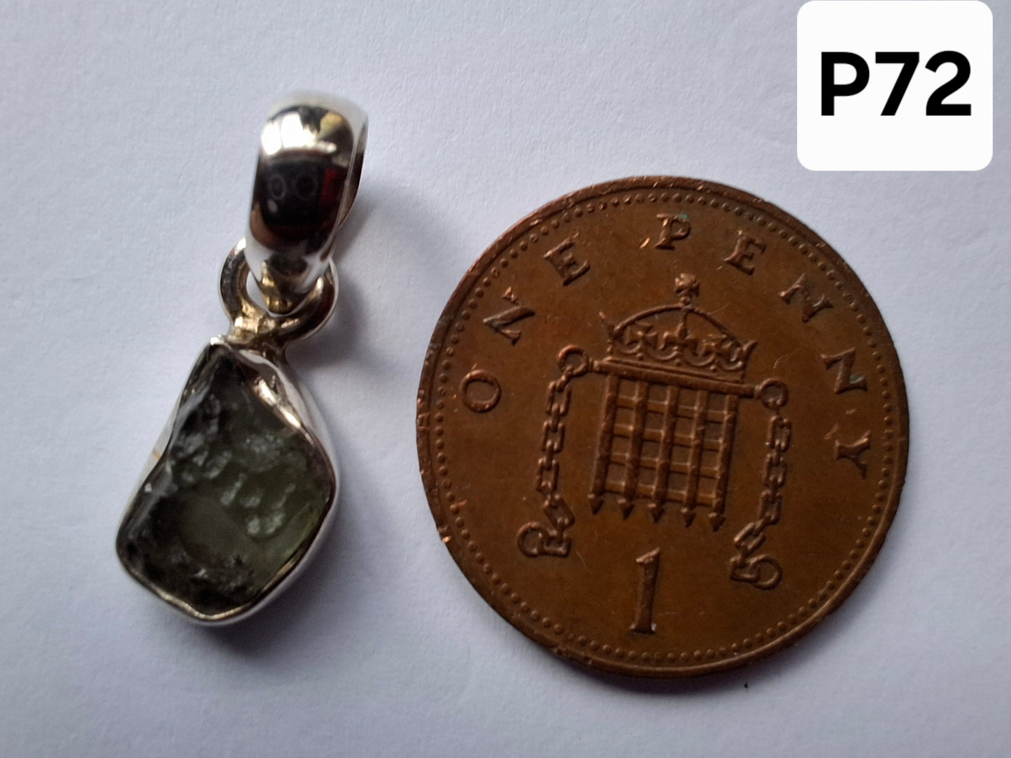 Moldavite Pendant, 925 Silver, Tektite (Ref: P72)