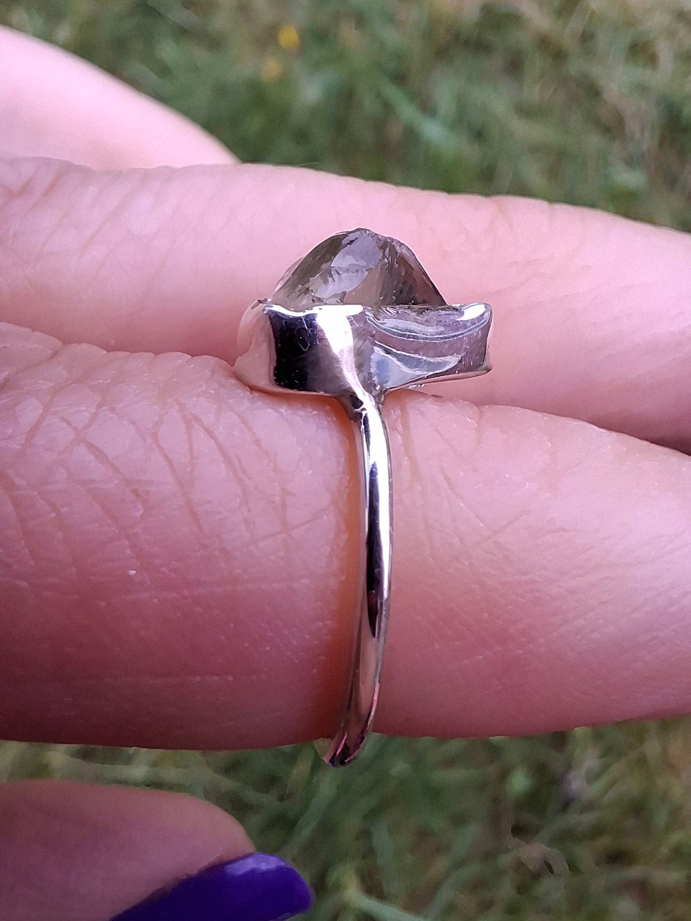 Libyan Desert Glass Ring, size large G, 925 Silver, Tektite (Ref: LR2)