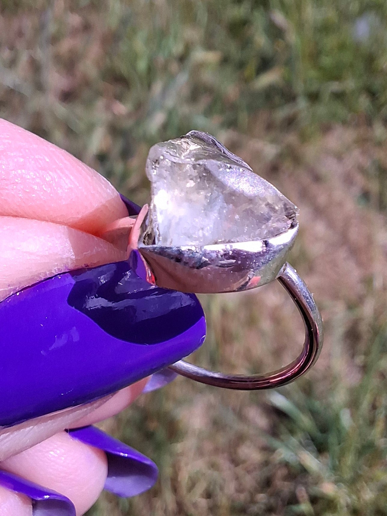 Libyan Desert Glass Ring, size small M, 925 Silver, Tektite (Ref: LR19)