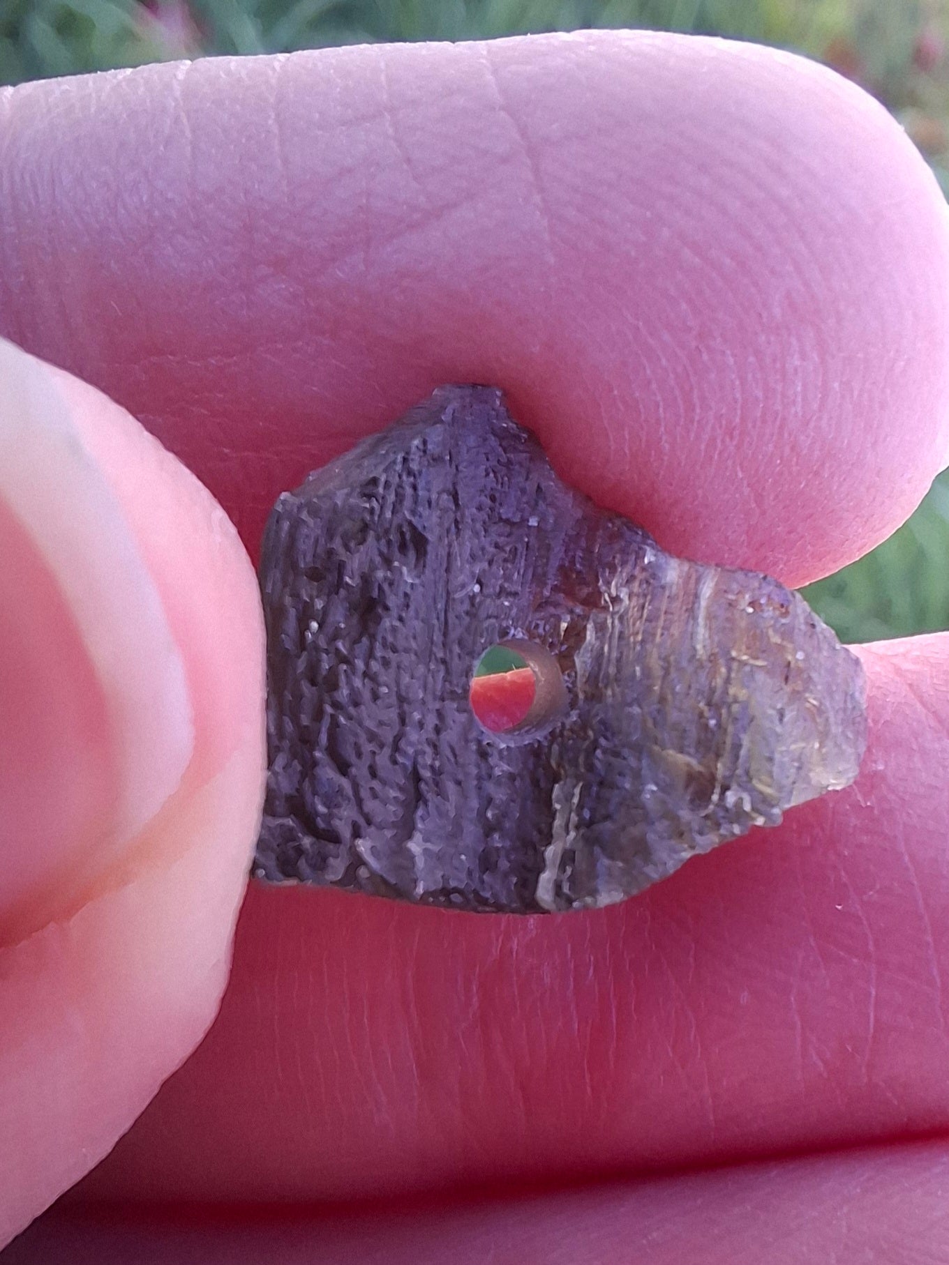 DRILLED, Moldavite Piece, 1.13g, Tektite (Ref: D7)