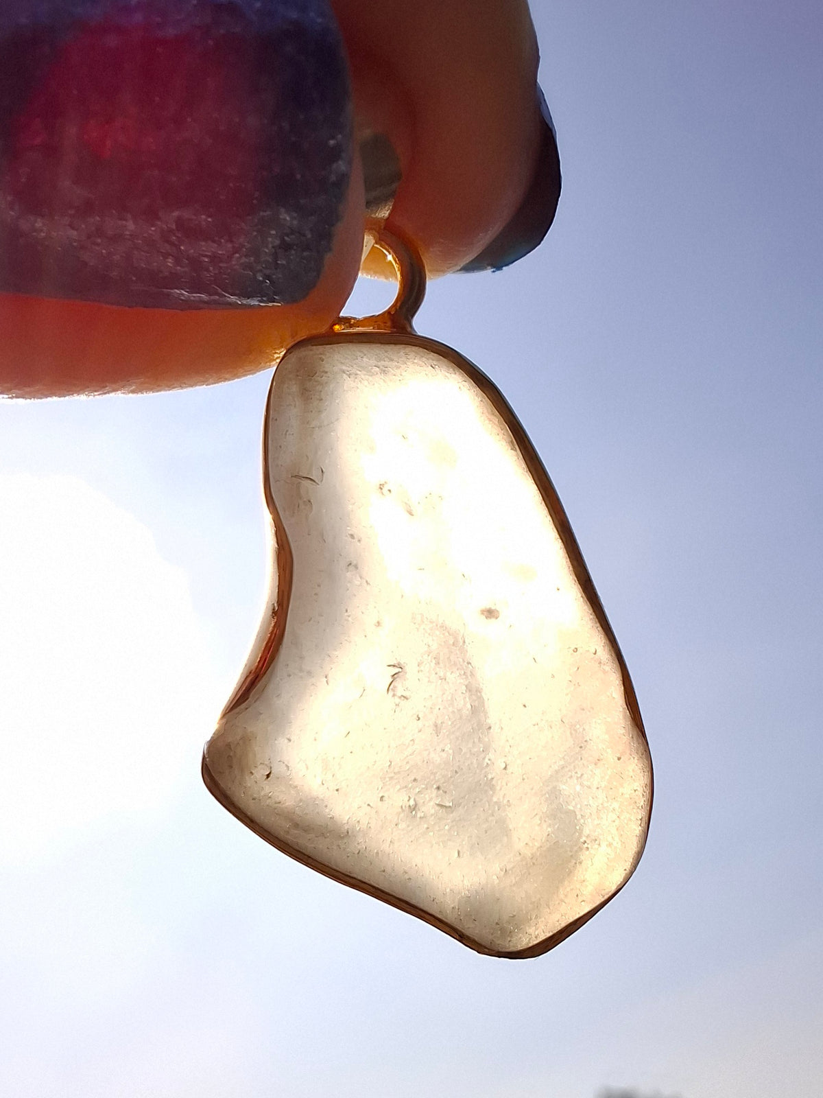 Libyan Desert Glass Pendant, 14K GOLD Plated, Tektite (Ref: LP120)
