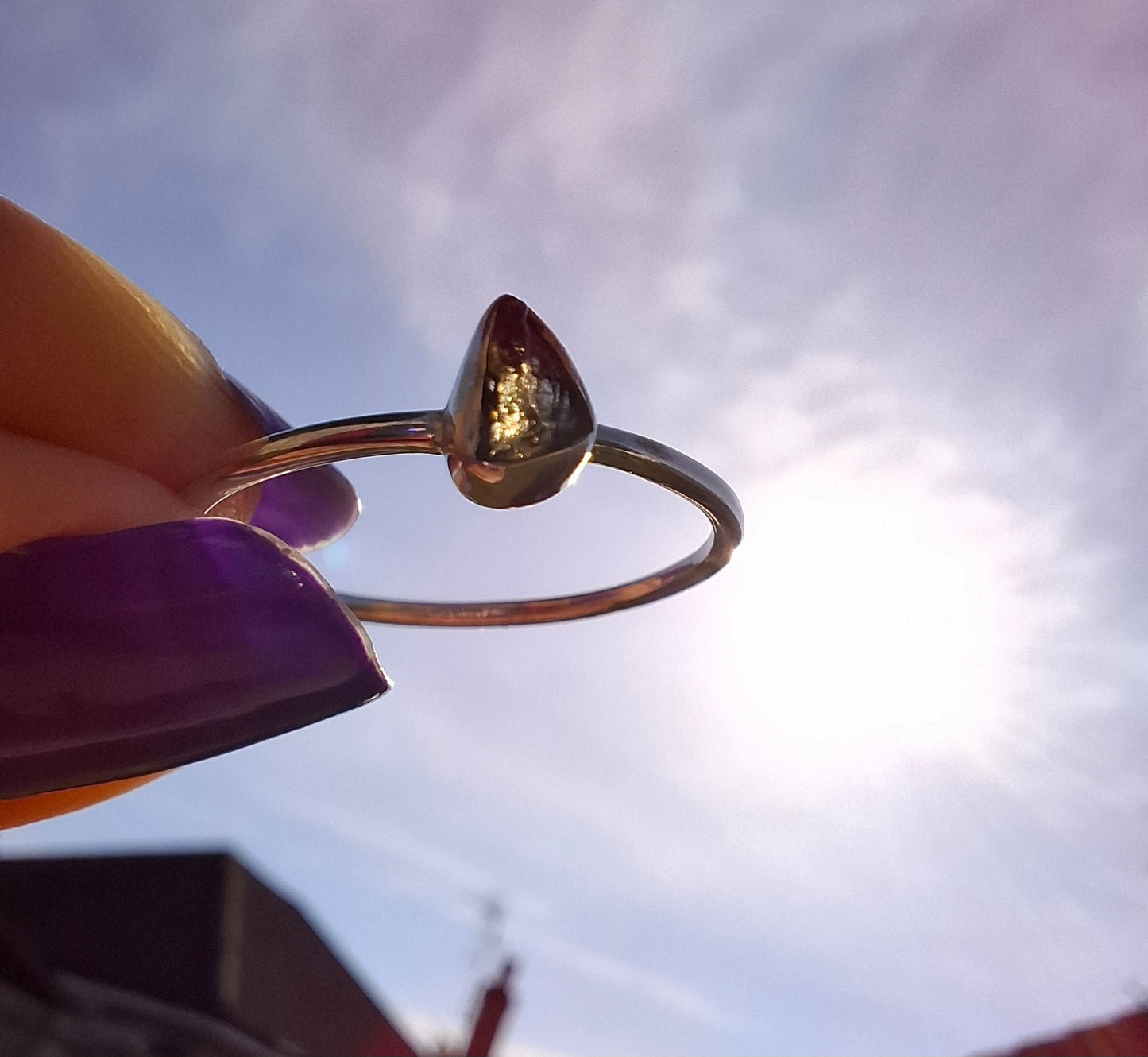 Moldavite Ring, size small T, 925 silver, Tektite (Ref: 56)