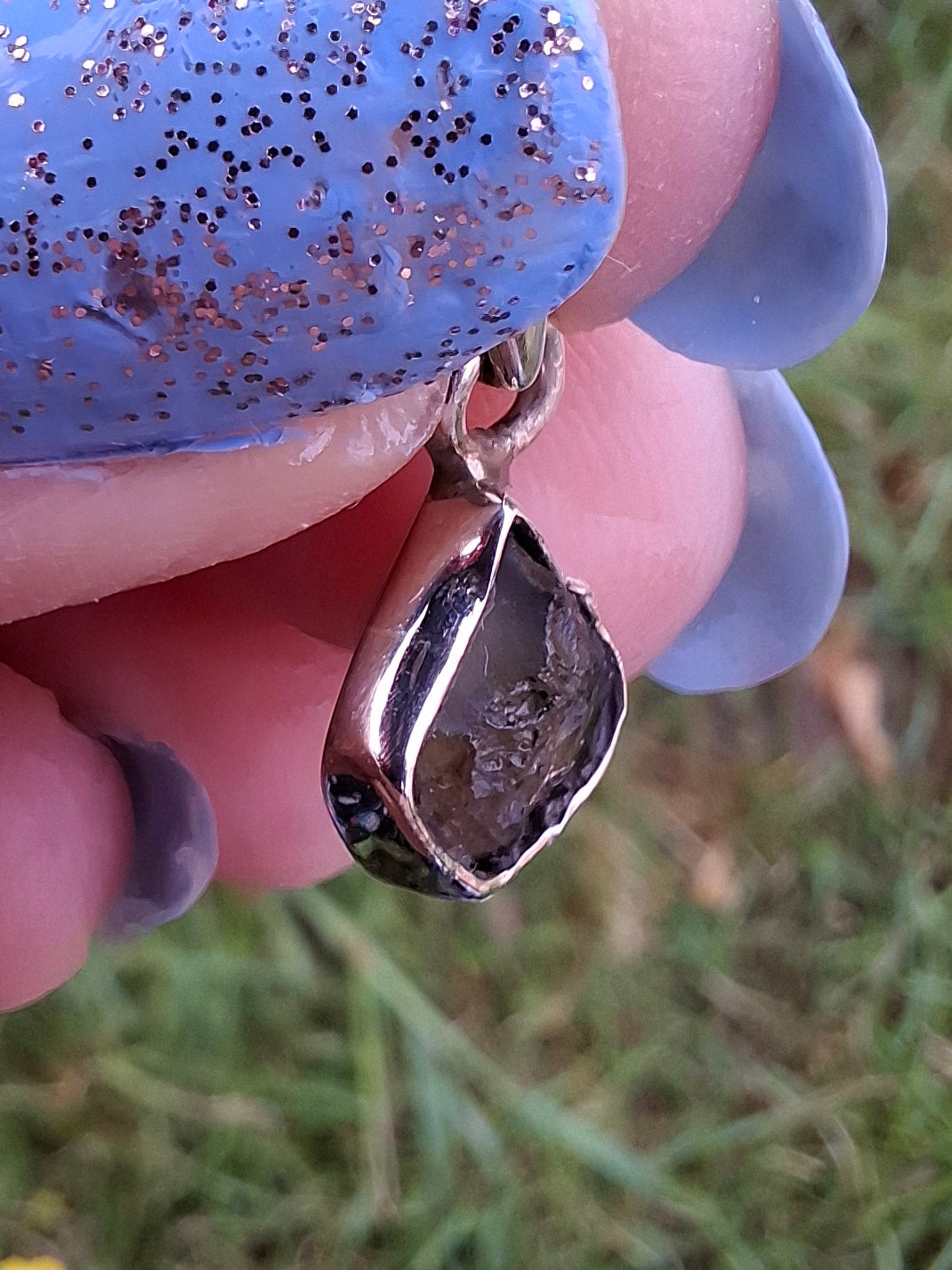 Moldavite Pendant, 925 Silver, Tektite (Ref: P63)