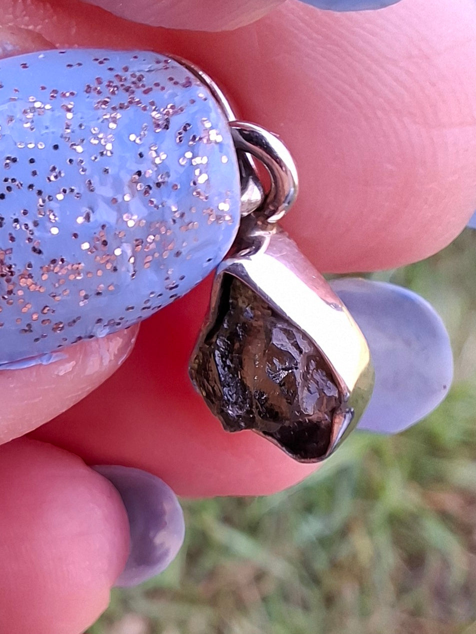 Moldavite Pendant, 925 Silver, Tektite (Ref: P45)