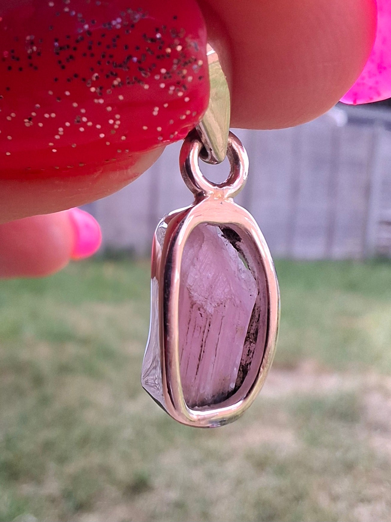 Pink Tourmaline Pendant, 925 Silver, Crystal (Ref: PT69)