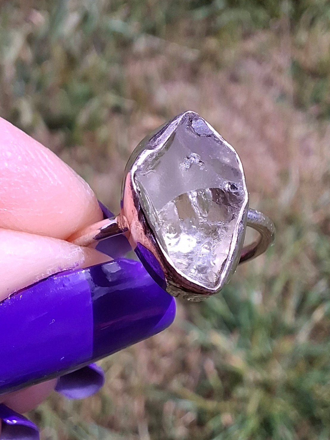 Libyan Desert Glass Ring, size J, 925 Silver, Tektite (Ref: LR6)