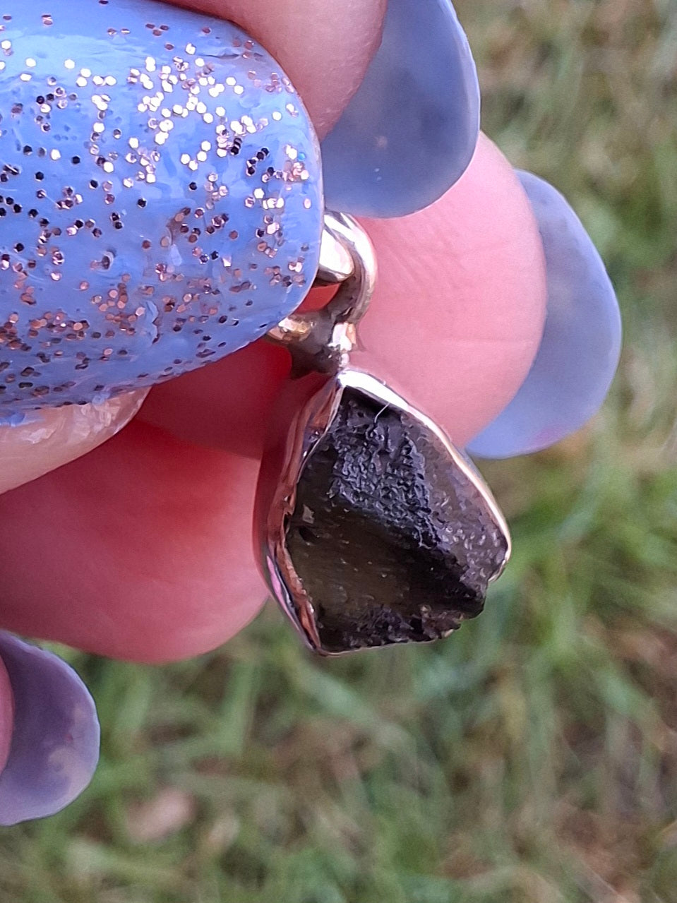 Moldavite Pendant, 925 Silver, Tektite (Ref: P59)